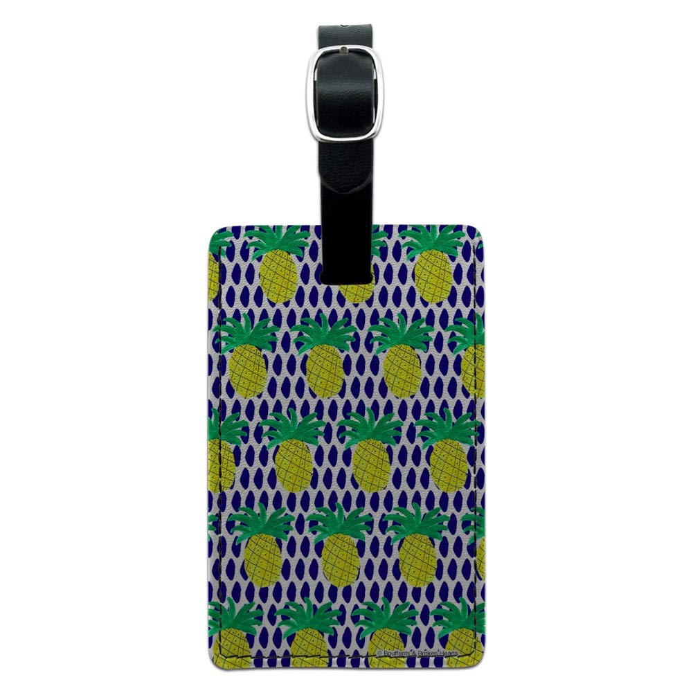 Stylish Pineapple Print Rectangle Leather Luggage Tag - Durable Suitcase ID Card Holder for Travel Bags & Carry-Ons | Perfect for Vacation, Business Trips & Airport Identification