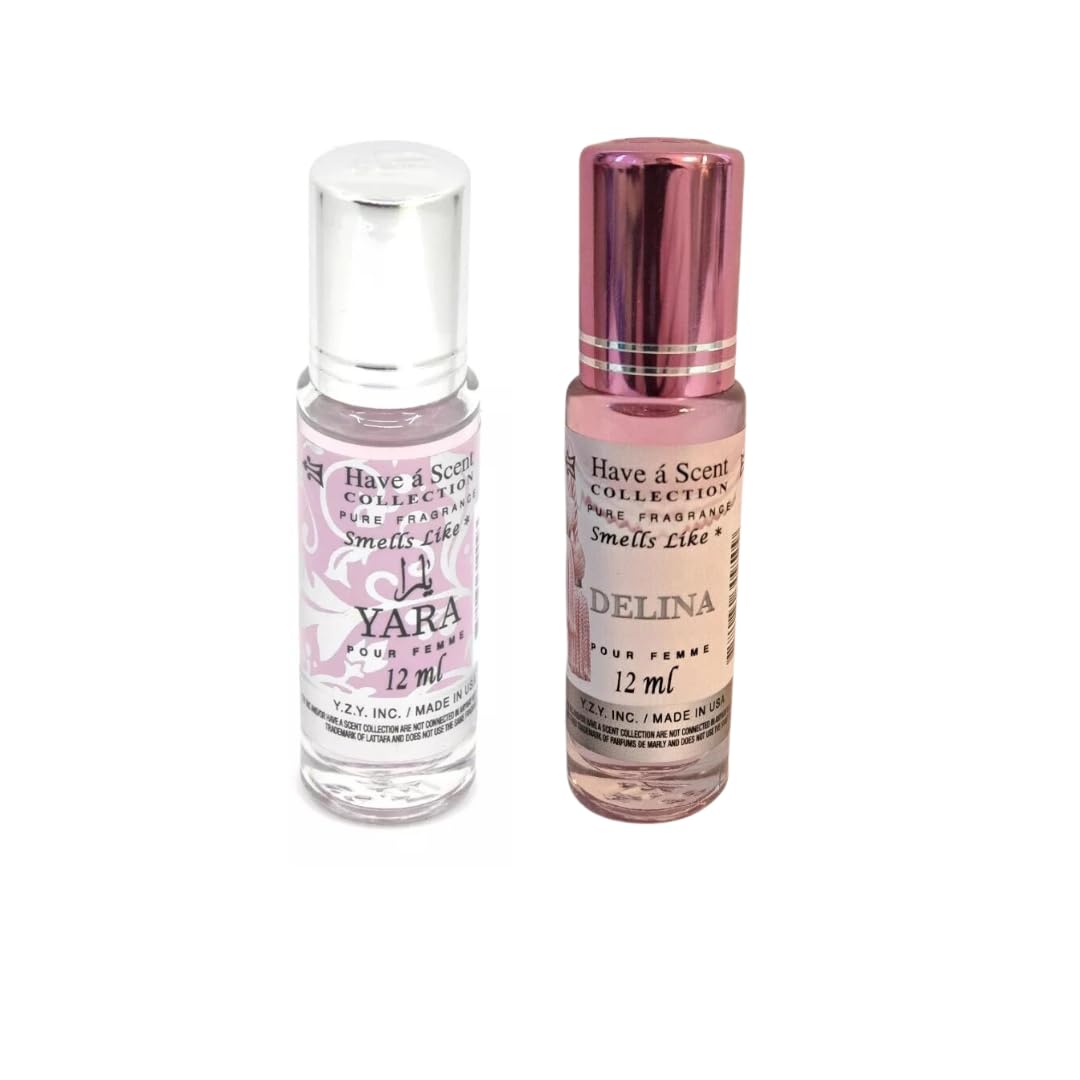 Delina & Yara Roll On Perfume Oil for Women - 12ml (Pack of 2) | Long Lasting Fragrance Body Oil | Perfect for Date Night, Office & Everyday Wear