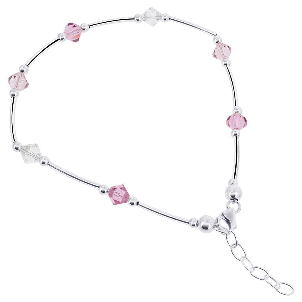 925 Silver Ankle Bracelet with Austrian Crystals | Elegant Anklet for Women