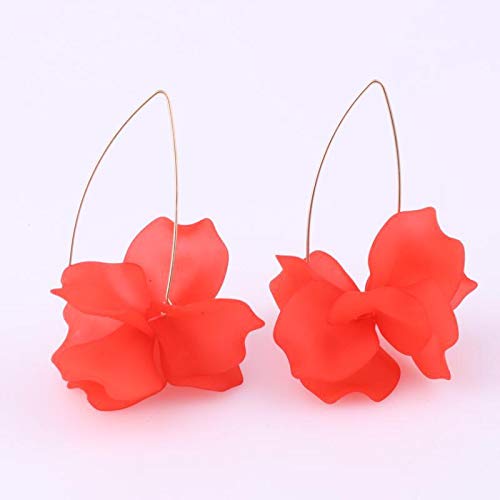 Boho Summer Rose Resin Petal Drop Earrings for Women - Floral Acrylic Dangle Hoop Earrings | Perfect for Weddings, Beach Vacations & Boho Fashion