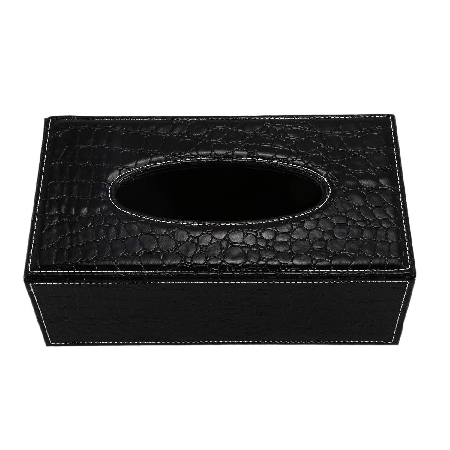 Black Rectangle Tissue Box Holder - Stylish Home & Office Paper Tissue Case for Living Room, Bedroom, and Desk Organization