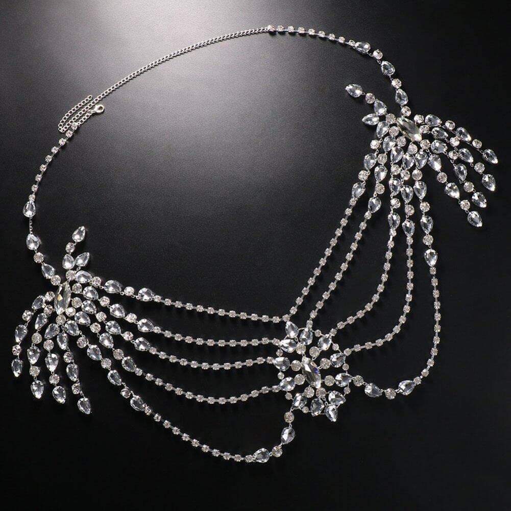 Stylish Punk Rhinestone Body Chain Necklace - Adjustable Multi-Layer Chest & Shoulder Jewelry for Women | Perfect for Music Festivals, Parties & Boho Fashion Outfits