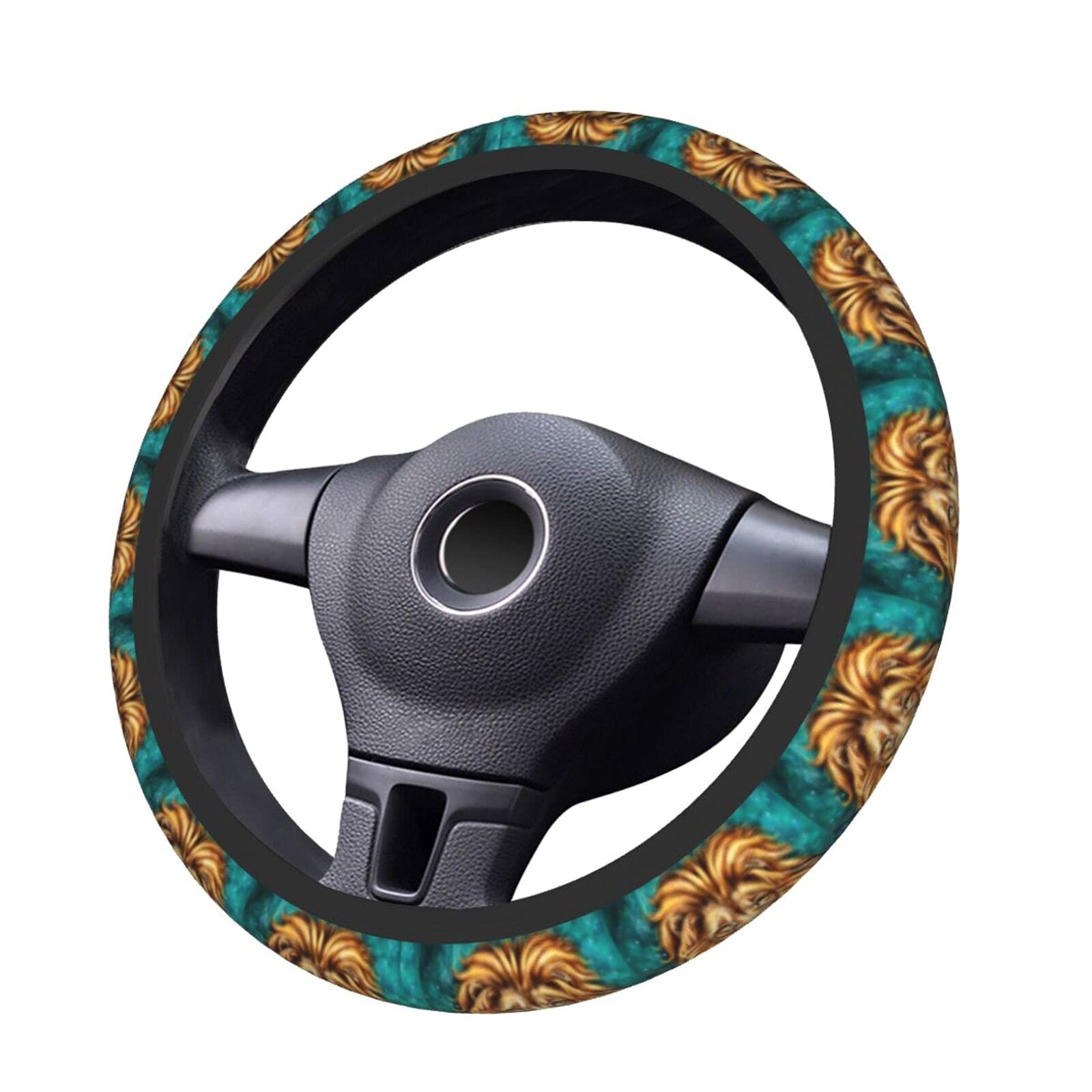 3D Lion Printed Anti-Slip Steering Wheel Cover - Breathable Universal Fit for 15 Inch Cars, SUVs & Pickup Trucks - Perfect for Off-Roading, Commuting & Long Drives