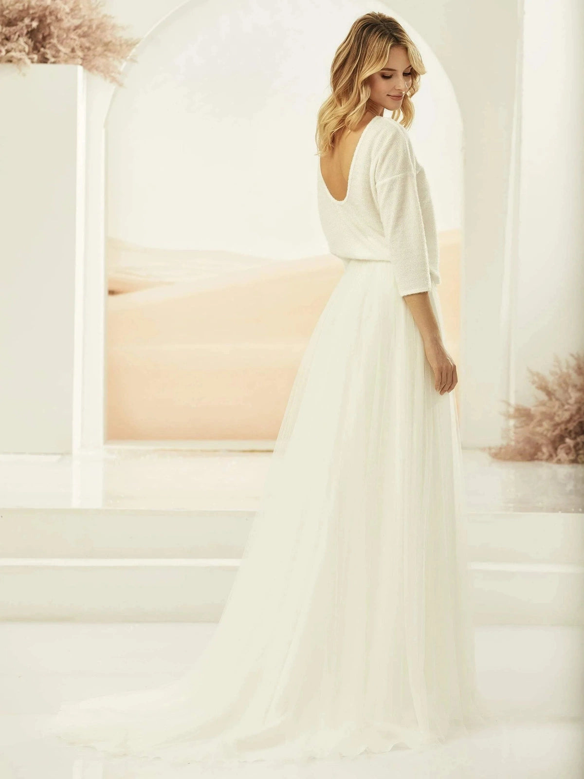 Bianco Evento Ivory Tulle Wedding Skirt with Train - Elegant Satin Waistband for Brides | Perfect for Church Ceremonies, Beach Weddings & Formal Receptions