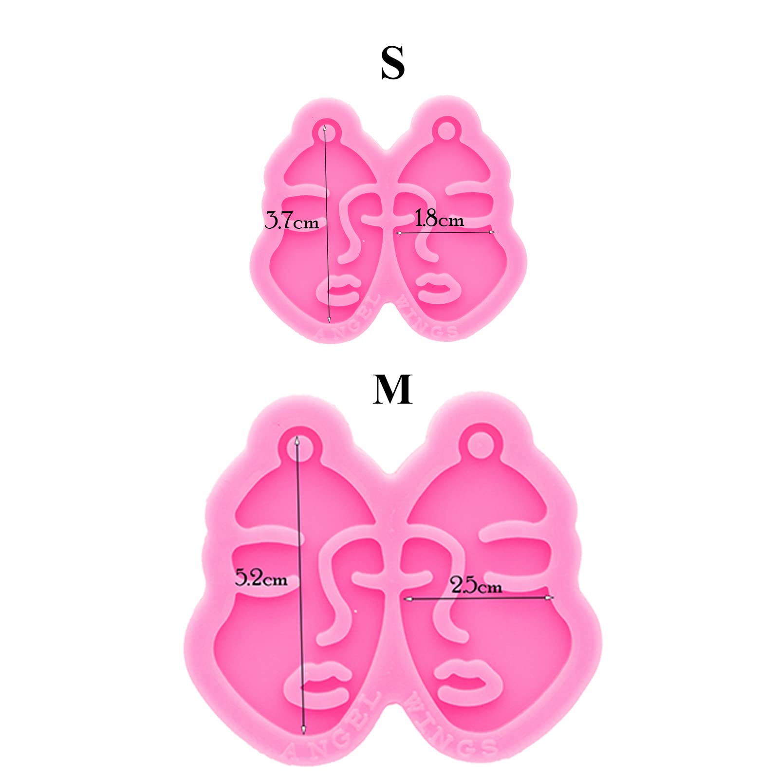 2Pcs Silicone Earring Molds for Jewelry Making - DIY Resin Casting Molds for Fashion Jewelry, Cute Face Shape Epoxy Resin Crafts (Size S/M) - Perfect for Handmade Earrings, Pendants & DIY Gifts