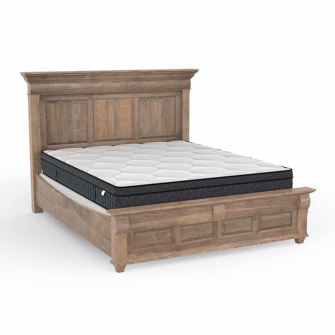 Bartlett Island Bed - Queen Size Wooden Platform Bed Frame with Headboard - Modern Minimalist Bedroom Furniture for Small Spaces & Apartments - Perfect for Guest Rooms, Dorms, and Cozy Bedrooms