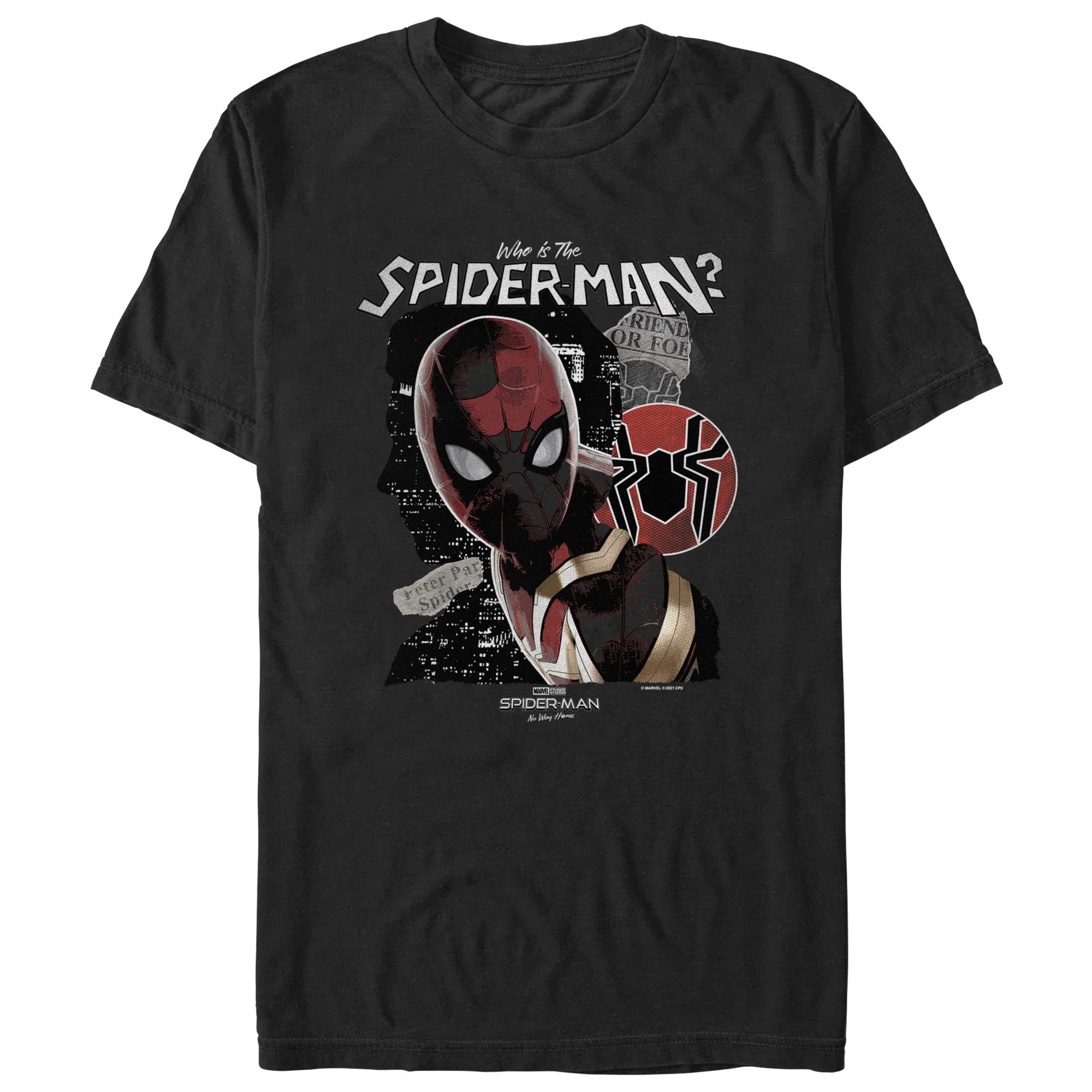 Men's Marvel Spider-Man: No Way Home Who is The Spider-Man Graphic T-Shirt | Superhero Movie Merchandise | Perfect for Cosplay, Comic Con & Marvel Fans