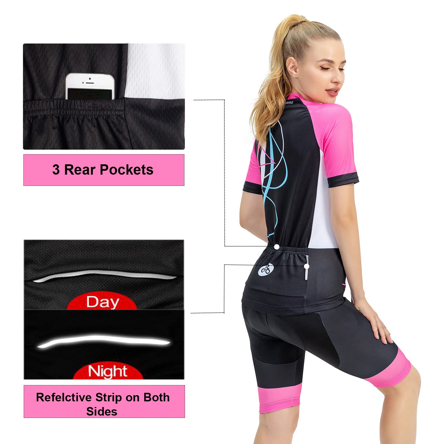 ZEROBIKE® Women's Cycling Jersey - Quick Dry Breathable Short Sleeve Bike Shirt for Mountain & Road Biking - Perfect for Outdoor Cycling, Commuting & Fitness Training
