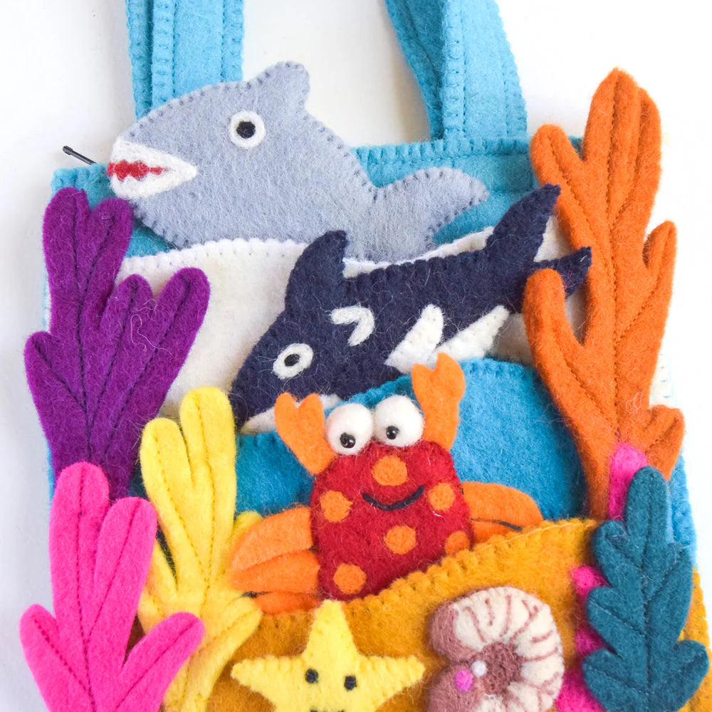Under the Sea Felt Playscape Bag - Ocean Themed Educational Toy for Kids - Perfect for Preschool Learning, Sensory Play & Travel Activities