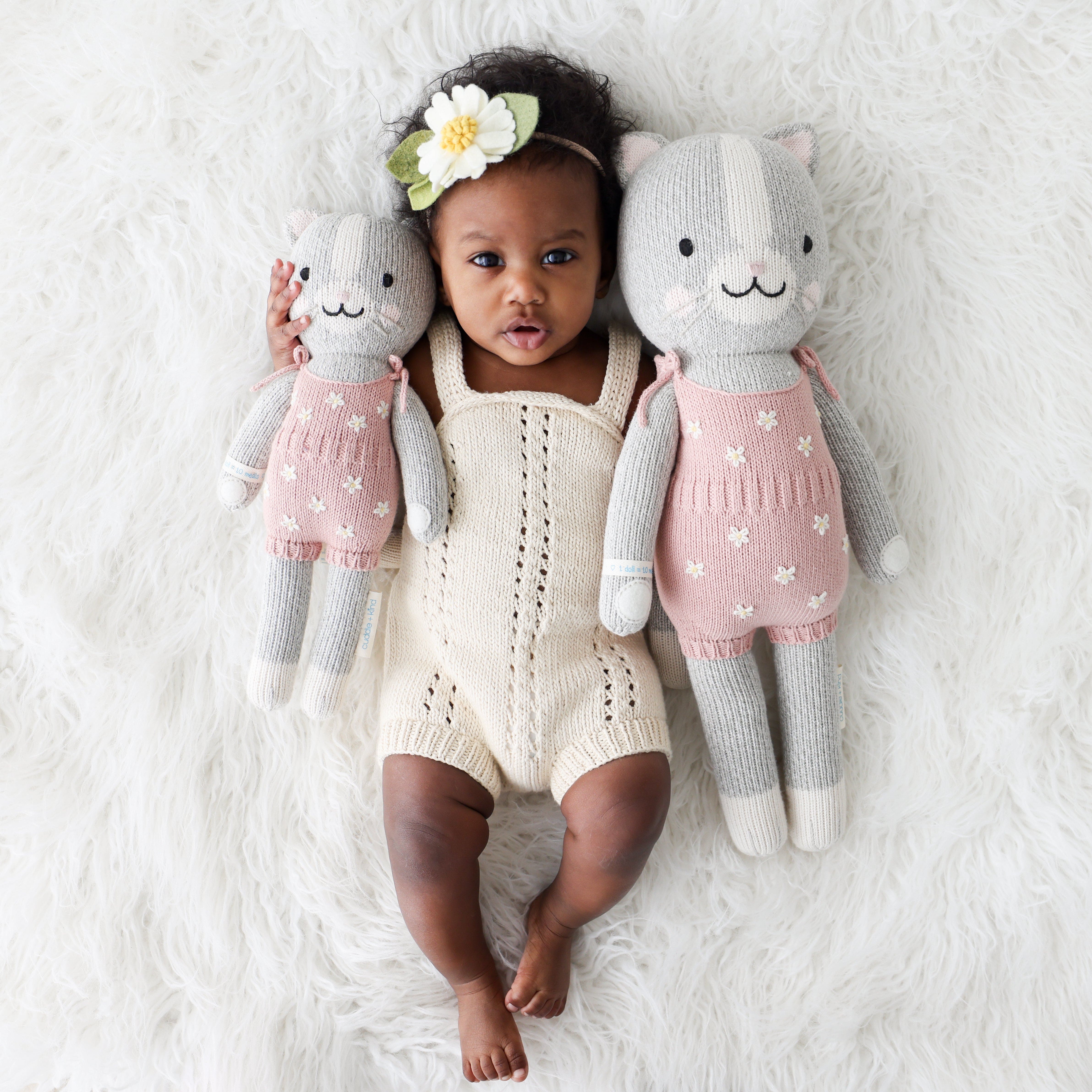 Cuddle+Kind Daisy the Kitten Plush Toy - Soft & Huggable Stuffed Animal for Kids & Adults | Perfect for Gifts, Nursery Decor & Comfort Companionship