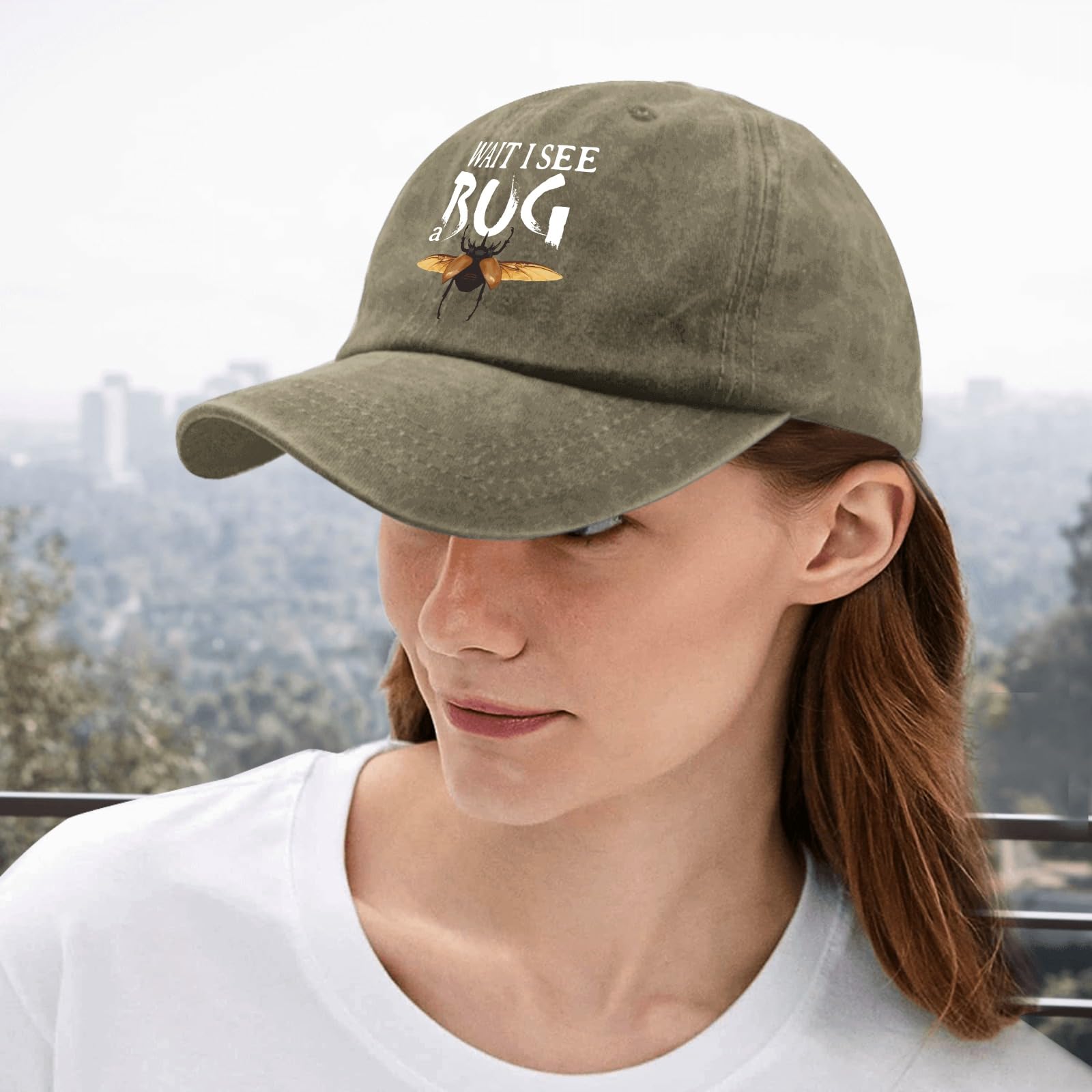 Custom 'Wait I See A Bug' Embroidered Mexico Hat - Pigment Black Baseball Cap for Men, Unique Gift for Boyfriend, Golf & Outdoor Activities