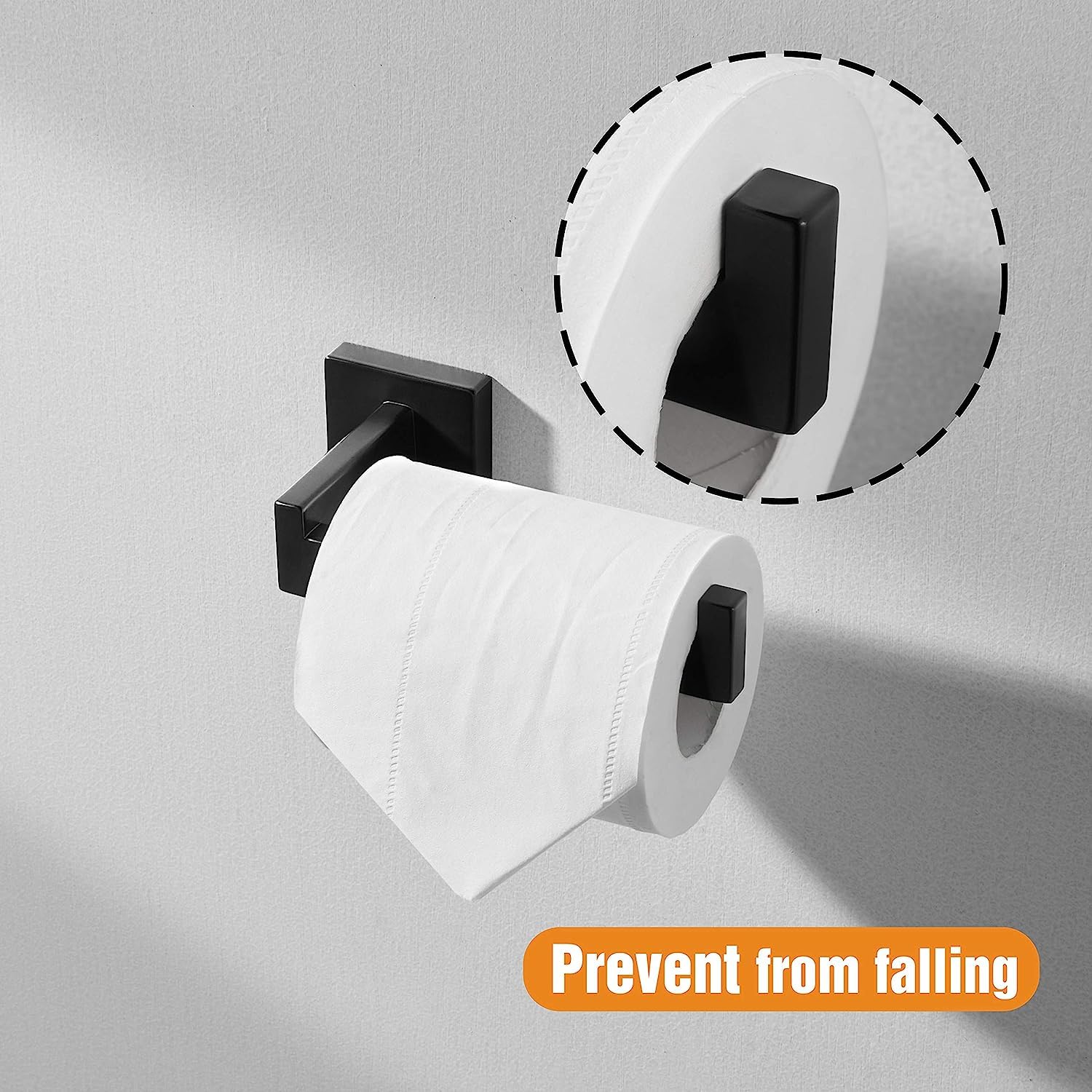 Premium 304 Stainless Steel Matte Black Square Toilet Paper Holder - Rustproof Wall-Mounted Bathroom Toilet Roll Holder (2 Pack) - Perfect for Modern Homes, Apartments & Luxury Hotels