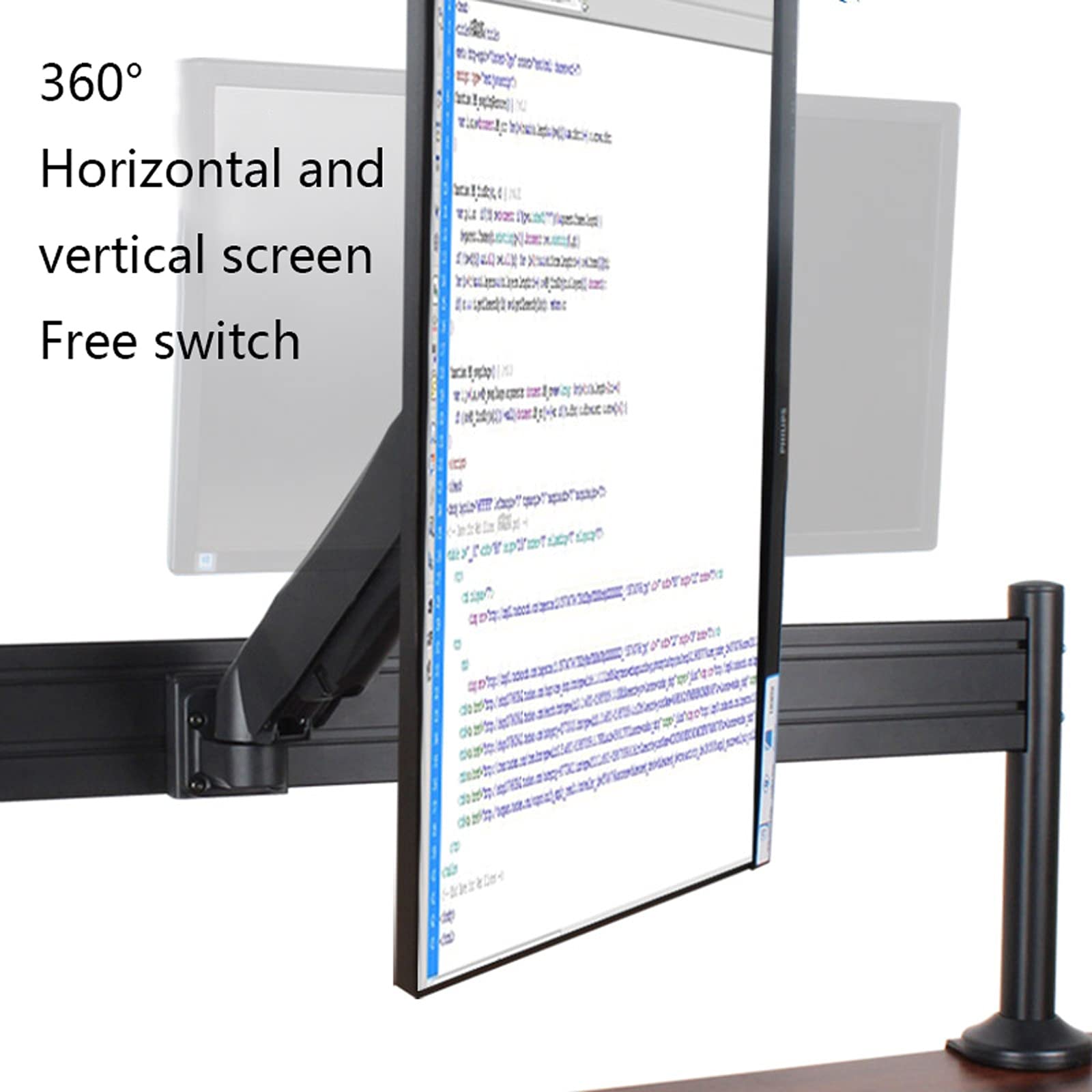 13-27 Inch Adjustable Gas Spring Monitor Stand Arm - Wall Mounted Tilt & Swivel Bracket Holds Up to 14.3lbs (Black) - Perfect for Home Office, Gaming Setup & Workspace Ergonomics