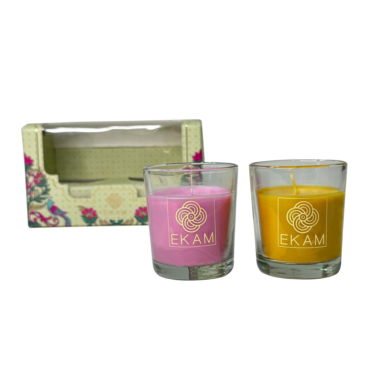EKAM 2-Pack Scented Shot Glass Candles - Honey Lemon & Clary Sage Geranium Fragrances | Long-Lasting 10-Hour Burn | Lead-Free Home Decor Candles for Aromatherapy, Gifts & Party Favors | Perfect for Relaxation, Spa Nights & Hostess Gifts