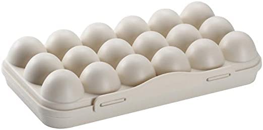 Coskira 18-Egg Storage Container with Lid - Stackable Egg Organizer Tray for Kitchen, Fridge & Restaurant - Food Safe Egg Dispenser Holder (Cream) | Perfect for Breakfast Meal Prep, Baking & Commercial Use