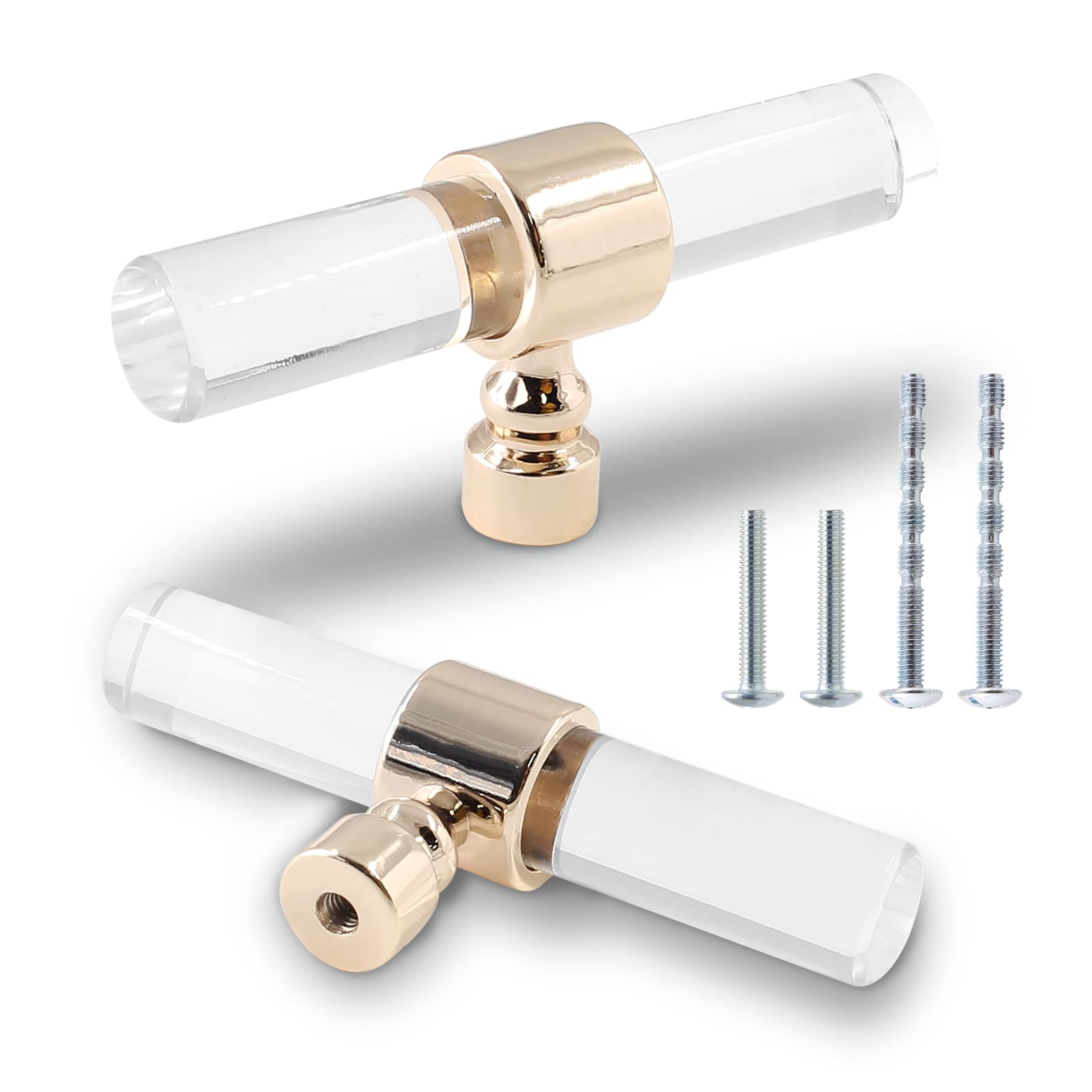 Cionyce 2 Pack Rose Gold Acrylic Cabinet Knobs - 3.15