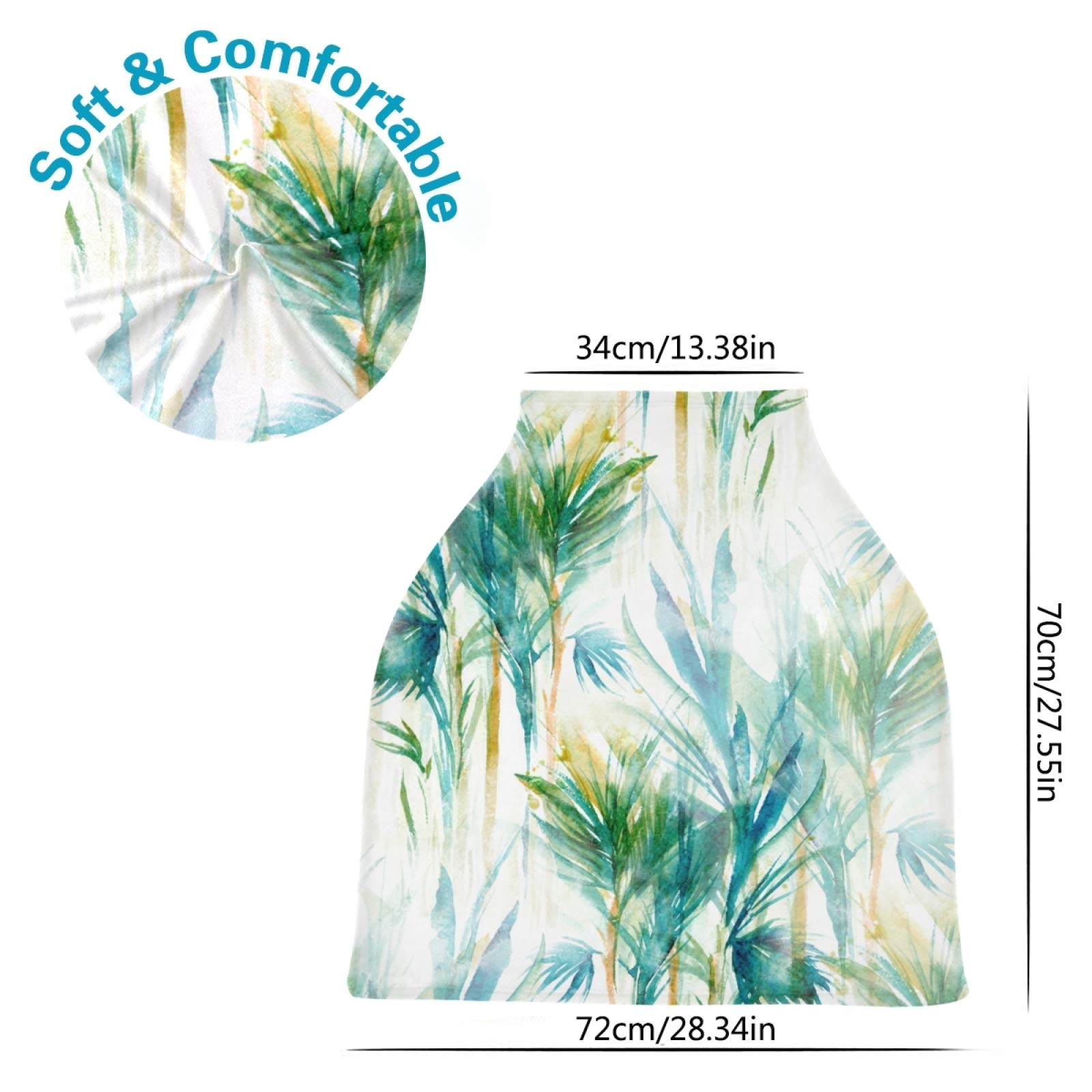 Breathable Nursing Cover & Baby Car Seat Canopy - Soft Breastfeeding Scarf with Tropical Palm Print, Universal Stroller Cover for Infant Boys & Girls | Perfect for Feeding, Travel & Outdoor Protection