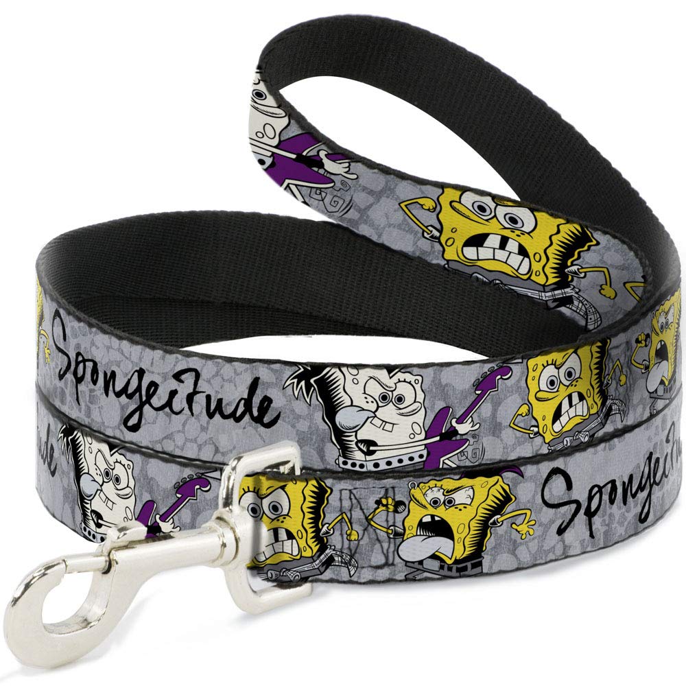 Spongebob Dog Leash - 3 Fun Poses, Spongeitude Design in Gray & Black - 4 Feet Long, 1.5 Inch Wide - Perfect for Walking, Training & Cosplay with Your Pet