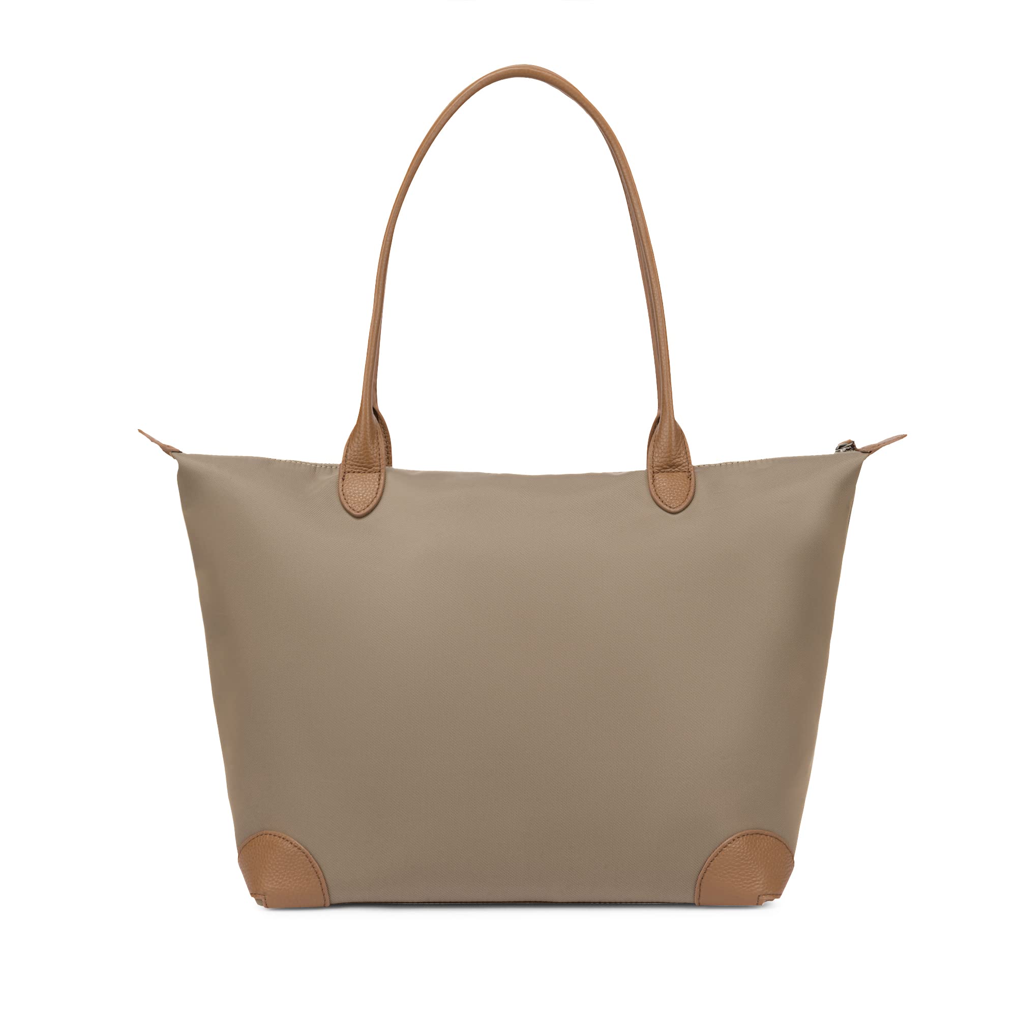 Stylish Large Lightweight Leather Nylon Tote Bag for Women - Designer Work Shoulder Bag & Foldable Travel Purse | Perfect for Office, Commute, Shopping & Weekend Getaways