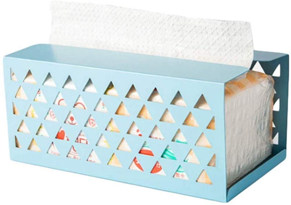 Premium Iron Tissue Box Holder - Stylish Countertop Napkin & Paper Towel Dispenser for Kitchen, Bathroom, Office (20.5 x 10.5 x 9cm, Blue) - Perfect for Home Decor & Daily Organization