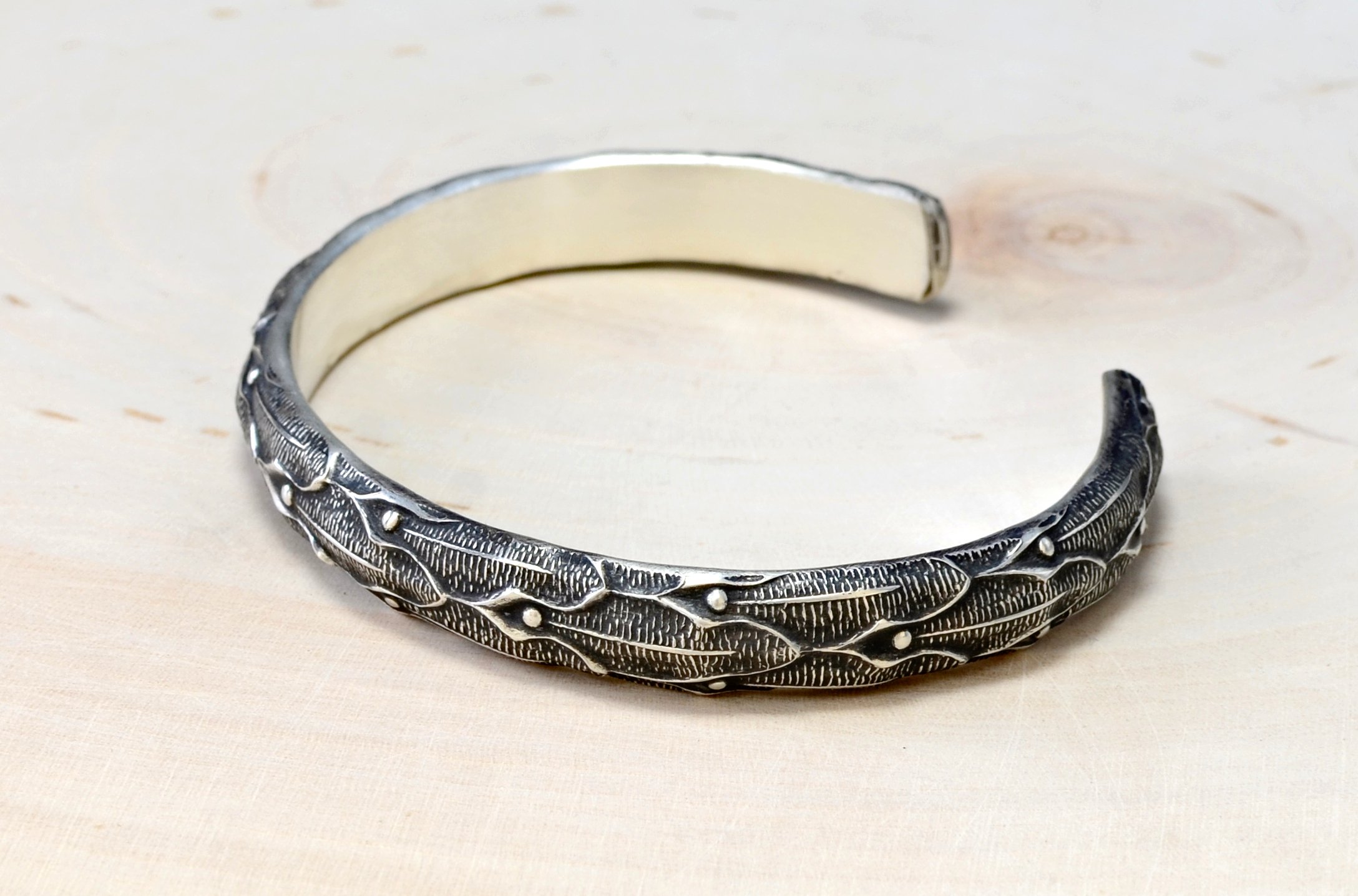 Sterling Silver Dragon Scale Cuff Bracelet for Women's Fashion Jewelry