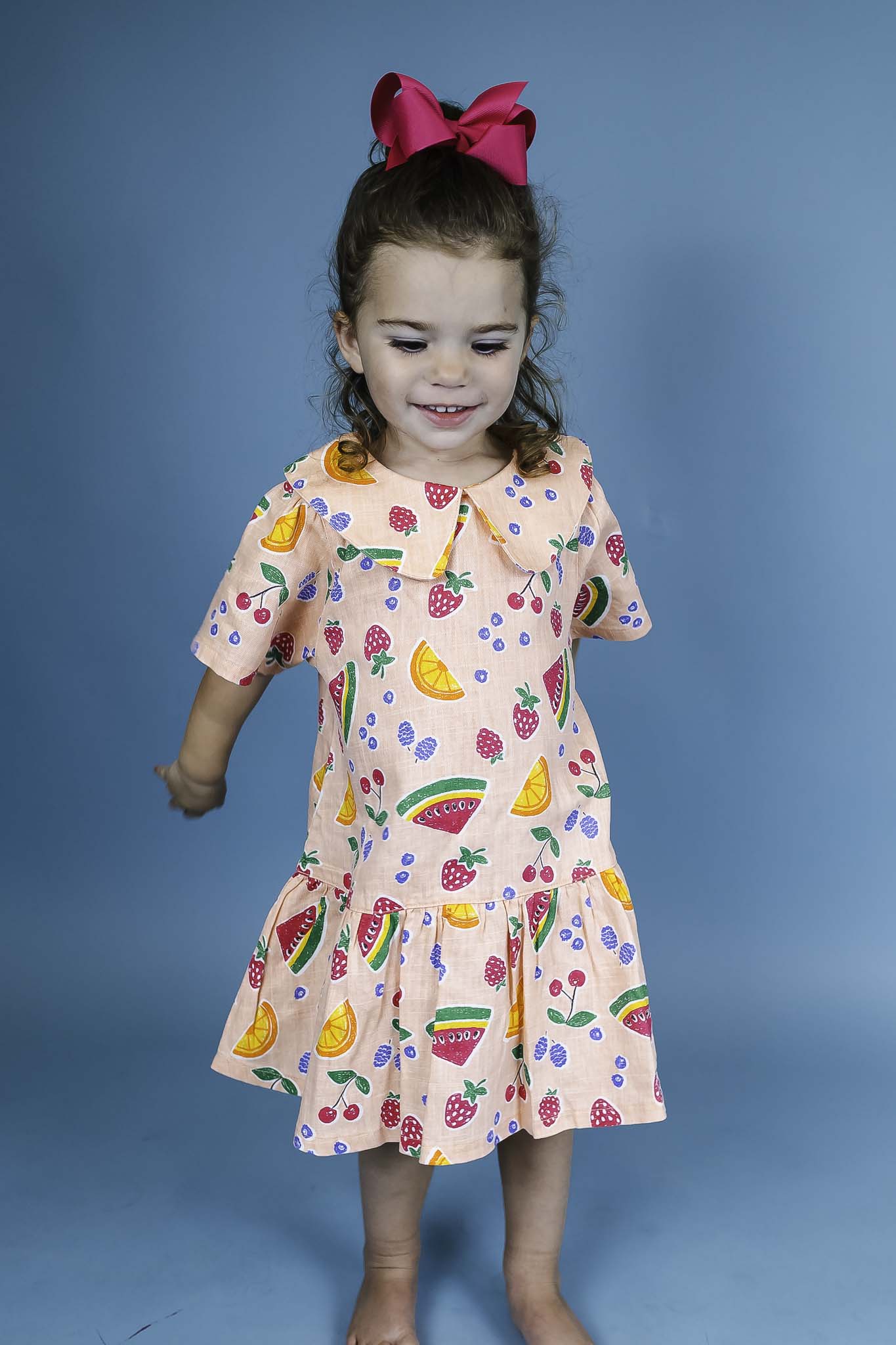 Toddler Girl's Mila Fruit Salad Linen Dress - Soft & Breathable Summer Outfit for Playdates, Beach Trips & Family Photos