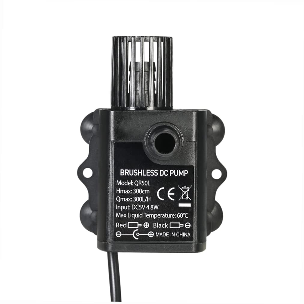 Ultra Quiet Mini USB DC5V Water Pump - Brushless Submersible 4.8W 300L/H 300cm Lift - Ideal for Aquariums, Fountains & Hydroponics