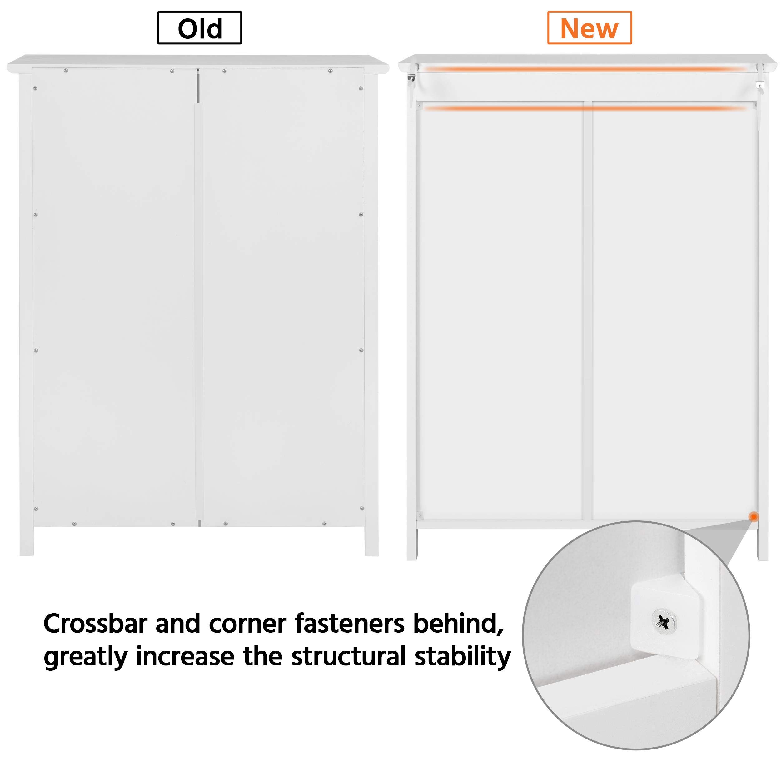 Topeakmart White Bathroom Floor Cabinet with Double Doors - Free Standing Storage Cabinet with Adjustable Shelves & Anti-Tipping Design | Perfect for Bathroom Organization, Small Space Storage & Home Decor