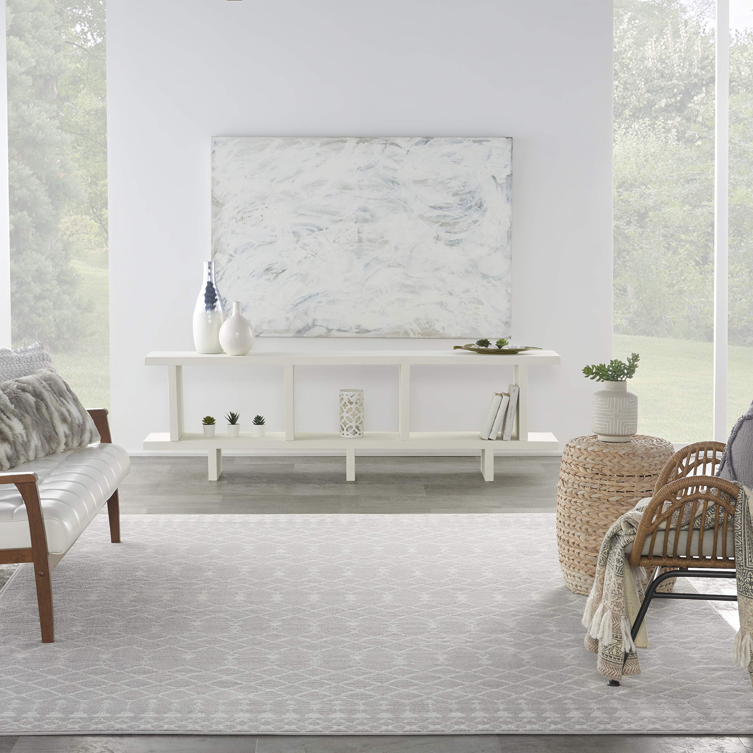 Nourison Whimsicle Moroccan Grey 7' x 10' Area Rug - Easy to Clean, Non-Shedding, Soft & Durable - Perfect for Bedroom, Living Room, Dining Room & Kitchen Decor (7x10) - Ideal for Cozy Home, Office or Airbnb Styling