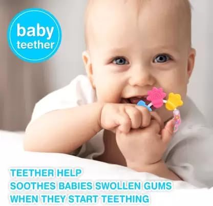 Kritiu BPA-Free Silicone Baby Rattle Nibbler & Spoon Set - Safe Teething Toy & Feeding Utensils for Infants 6+ Months - Perfect for Soothing Gums & First Foods (Pink & Baby Pink) | Great for On-the-Go Feeding & Playtime