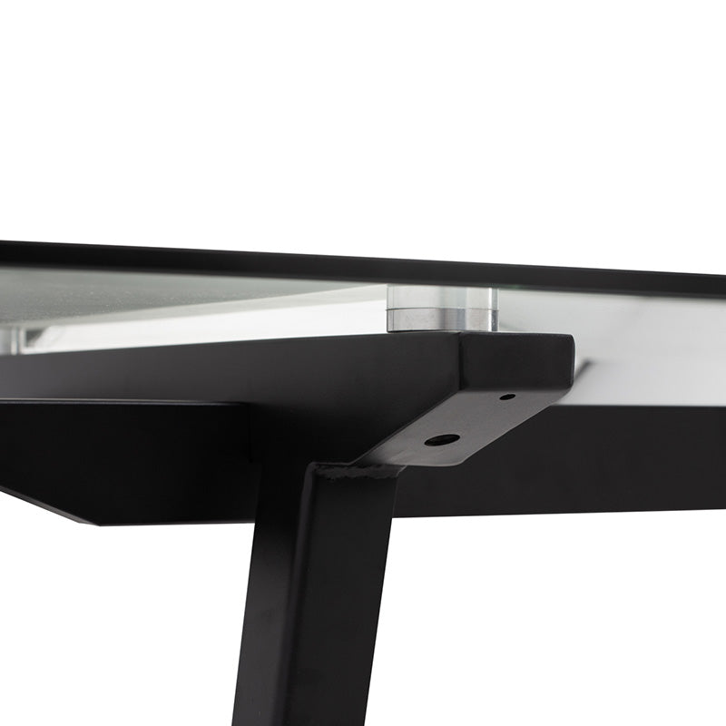 ARCHIE 180cm Glass Dining Table - Modern Tempered Glass Top with Sturdy Metal Frame for Dining Room, Kitchen, or Office Space