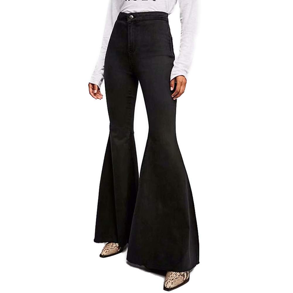 Women's High Waist Stretch Flared Denim Jeans - Bootcut Bell Bottoms for Casual & Retro Style - Perfect for 70s Fashion, Night Out and Vintage Looks