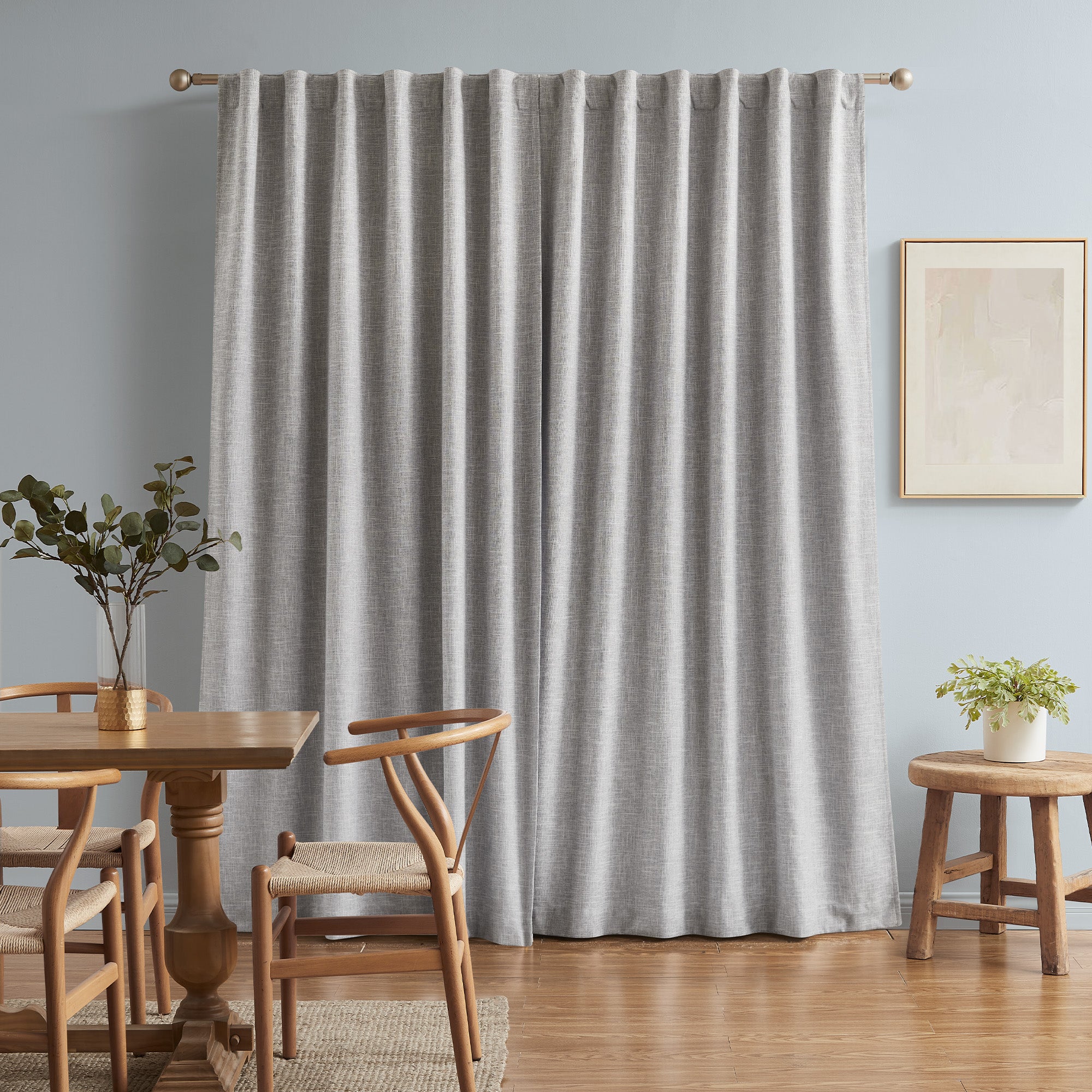 Zaab Silver Flynn Blockout Single Concealed Tab Curtain - Blackout Window Treatment for Bedroom & Living Room Privacy