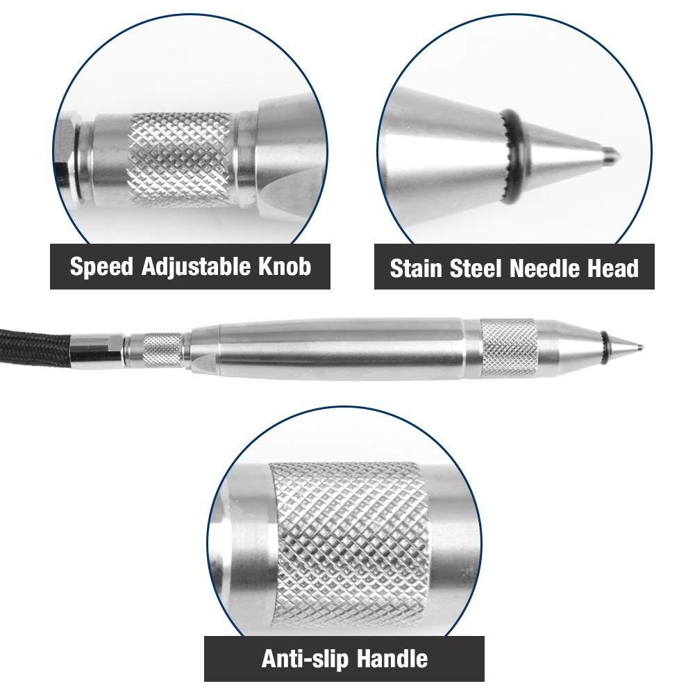 Pneumatic Air Engraving Pen Kit - Micro Die Grinder with Scribe Hammer & Hose for Metal Engraving, Lettering & DIY Crafts | Perfect for Jewelry Making, Automotive Repair & Woodworking Projects