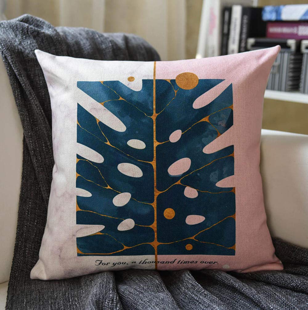 QWE Thickened Fashion Print Linen Pillow - 45x45cm Sofa Cushion, Lumbar Support Pillow for Living Room, Office, Car & Bed Backrest | Home Decor & Comfort Accessory