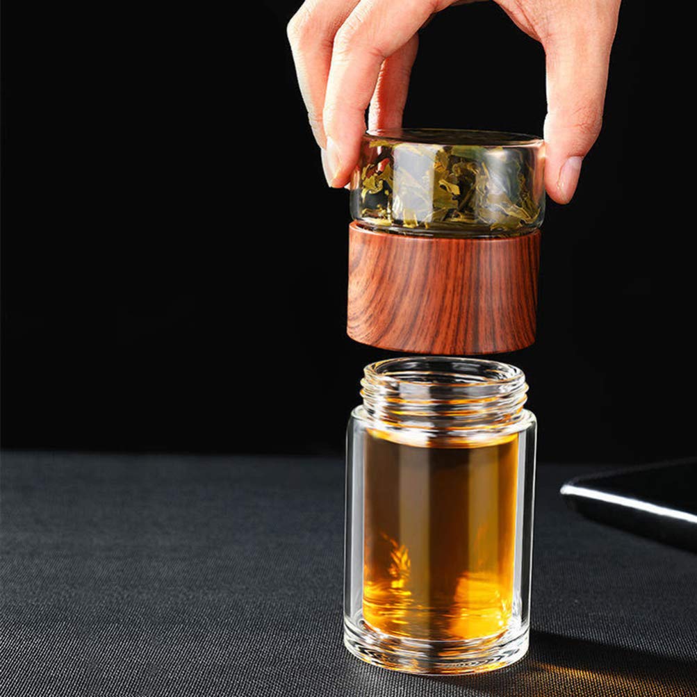 Hemoton Double Wall Tea Bottle with Infuser - Leakproof Travel Mug for Hot/Cold Drinks
