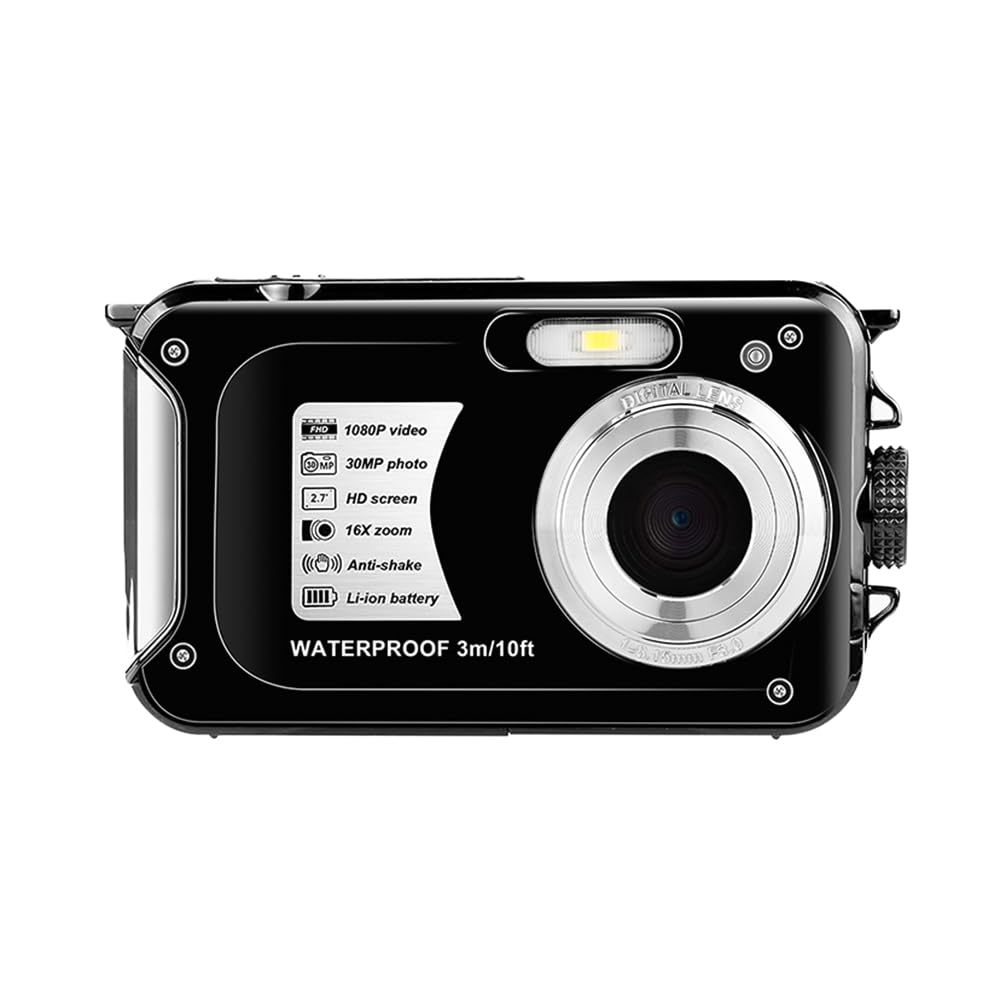 1080P Ultra HD Mini Sports Action Camera with 2.7in TFT Screen, 30MP Anti-Shake, 3M Waterproof, 16× Digital Zoom, 128GB TF Support - Perfect for Underwater Diving, Skiing, Cycling & Outdoor Adventures