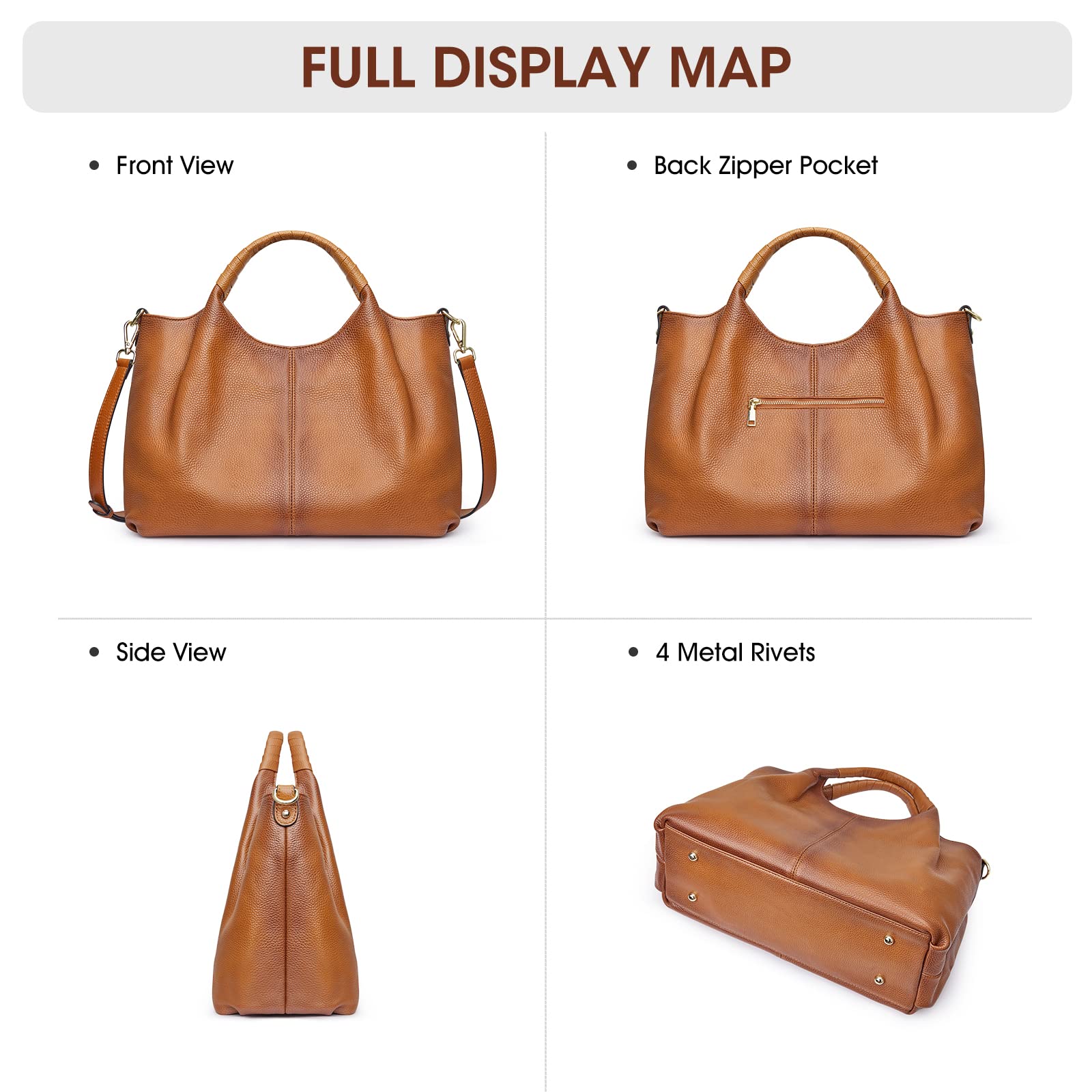 Kattee Genuine Leather Crossbody Bags for Women - Soft Top Handle Satchel Tote Shoulder Purse - Medium Size Handbag for Work, Travel & Everyday Use