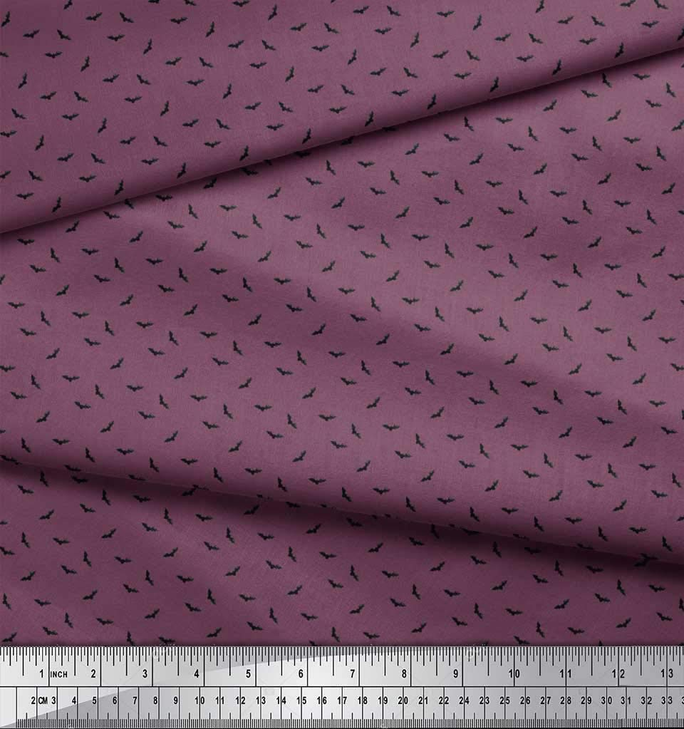 Soimoi 100% Cotton Canvas Fabric by The Yard - 42 Inch Wide - Purple Bat Bird Print Shirting Material for DIY Crafts, Quilting & Home Decor
