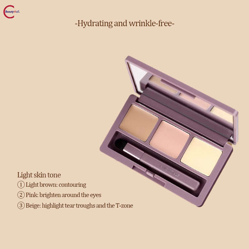 AMORTALS Perfect Skin 3-Color Concealer Palette - Lightweight, Full Coverage for Dark Circles & Blemishes - Ideal for Everyday Makeup & Professional Contouring
