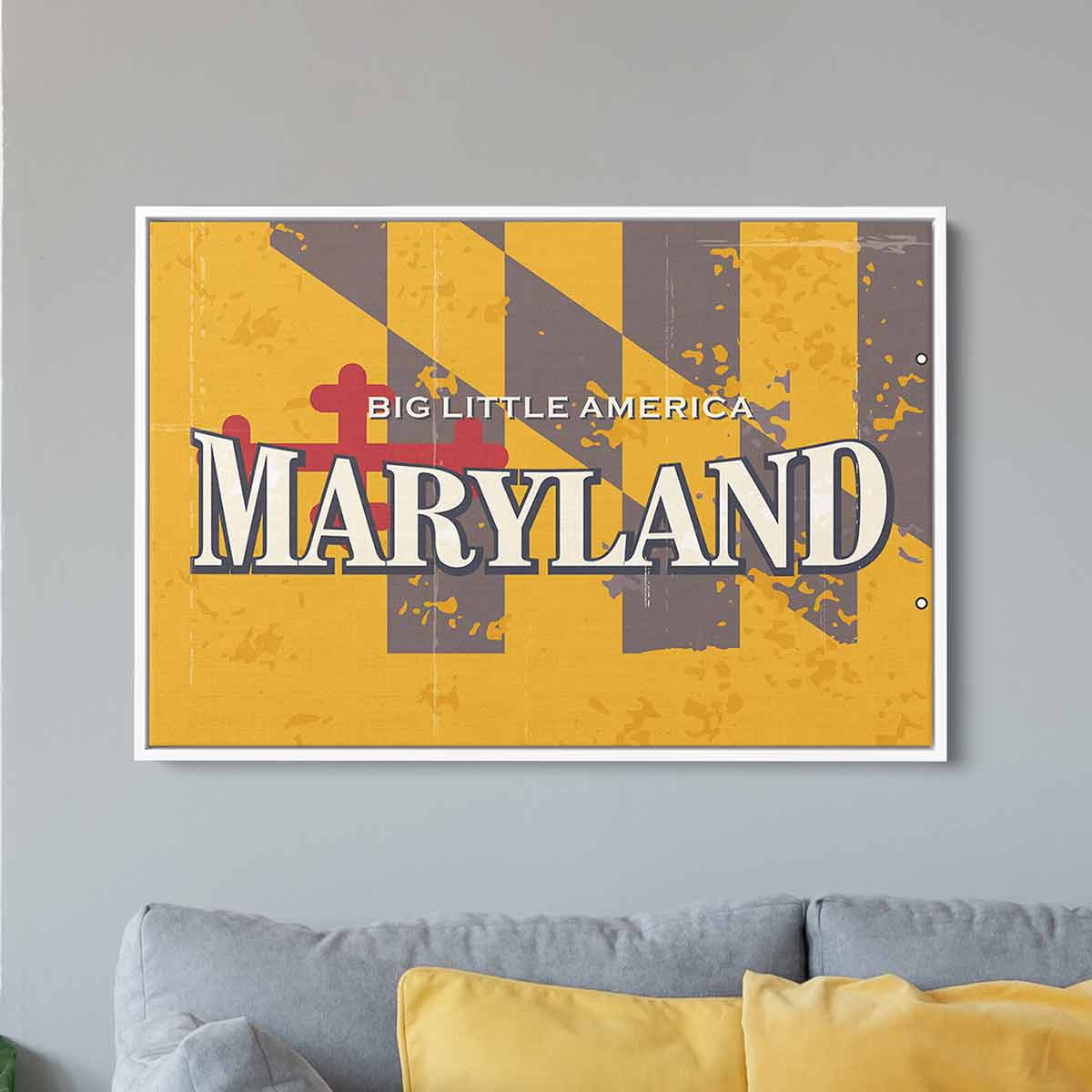 Yellow Maryland Wall Art Canvas - 22 Inch Modern Home Decor for Living Room, Bedroom & Office | Vibrant Abstract Painting