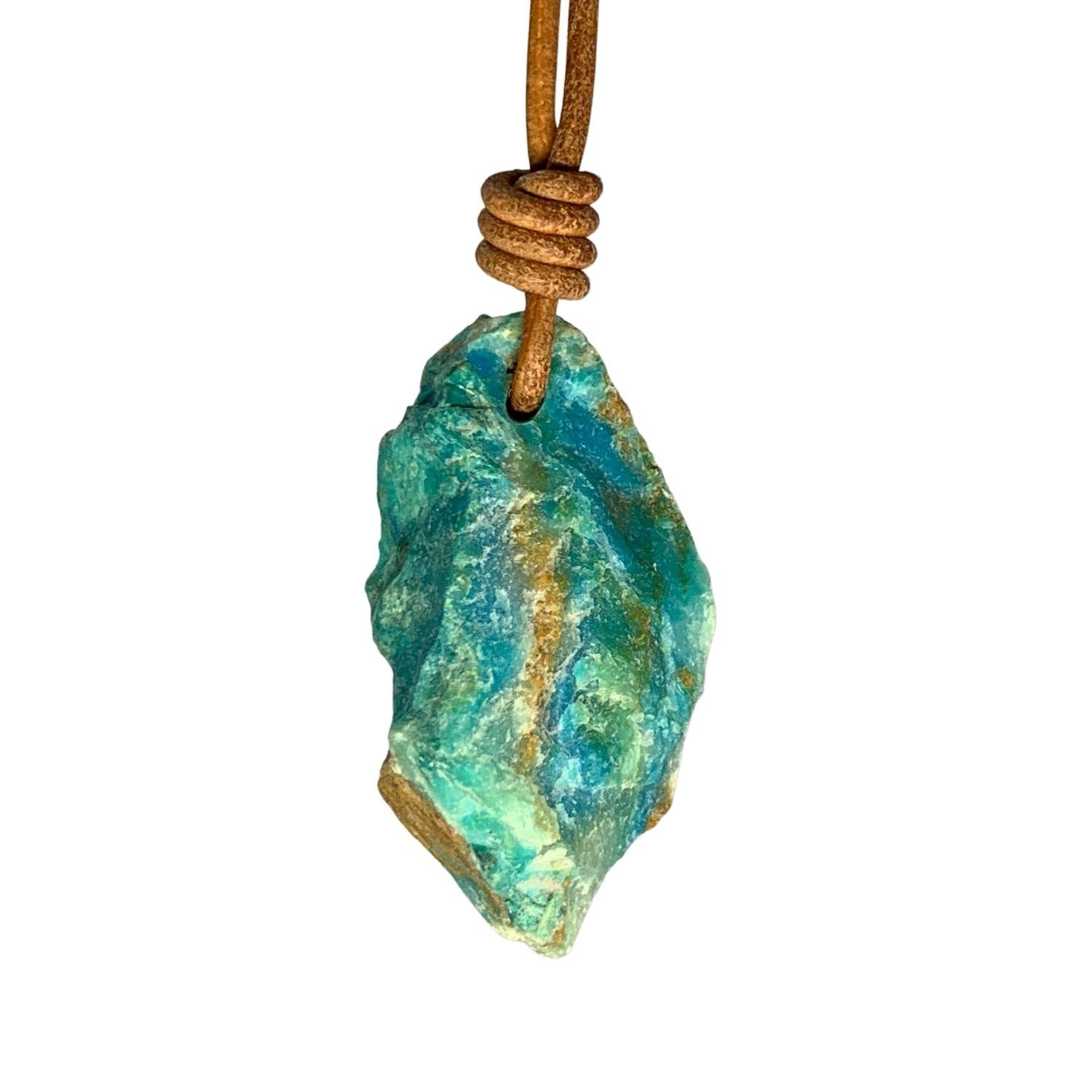 Raw Peruvian Opal Pendant Necklace - Natural Blue Gemstone for Men & Women, Unisex Healing Crystal Jewelry, Seven Chakras Balancing - Perfect for Meditation, Reiki & Spiritual Healing