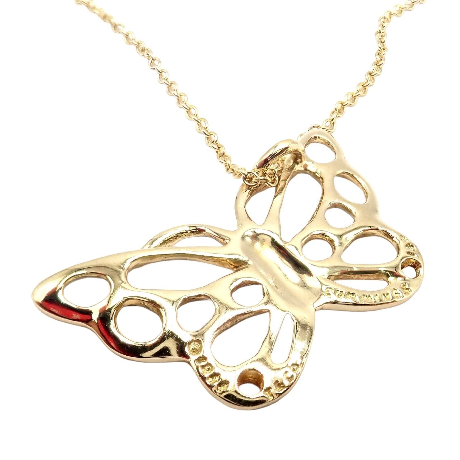 Authentic Tiffany & Co Cummings 18k Yellow Gold Butterfly Pendant Necklace Vintage 1988 - Elegant Jewelry Gift for Women, Perfect for Anniversaries & Special Occasions