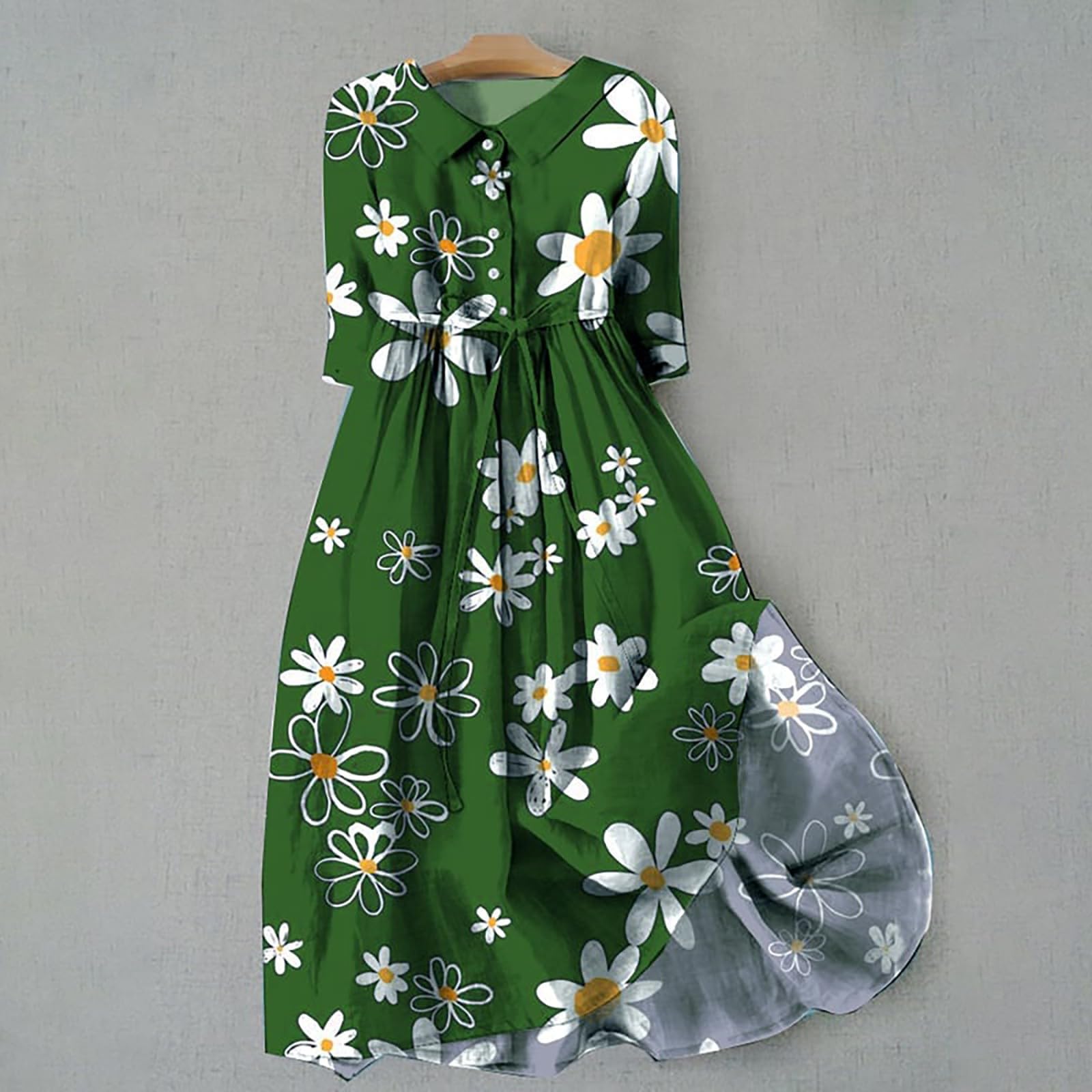 2025 Trendy Women's Summer Casual Lace-Up Long Sundress - Boho Button Beach Dress for Vacation, Travel & Outdoor Activities