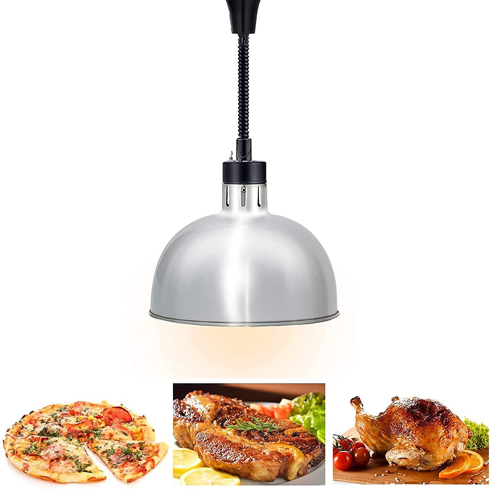 Commercial 250W Adjustable Hanging Food Heat Lamp - Buffet Warmer Light for Restaurants, Kitchens & Pizza Display - Perfect for Buffets, Catering & Food Warming Stations