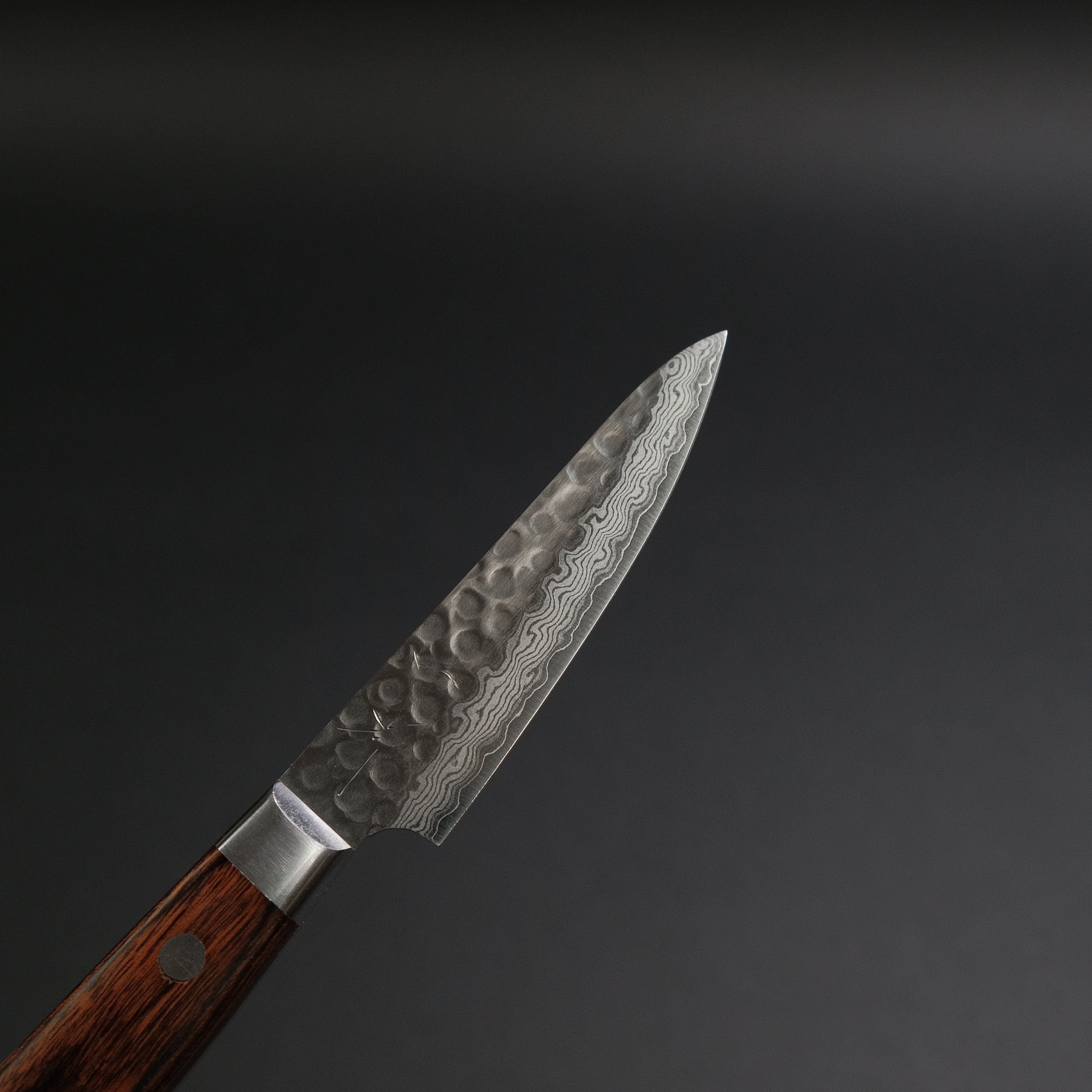 Hitohira HG Tsuchime Damascus 85mm Paring Knife - Imitation Mahogany Handle - Premium Japanese Kitchen Knife for Precise Peeling, Slicing & Garnishing