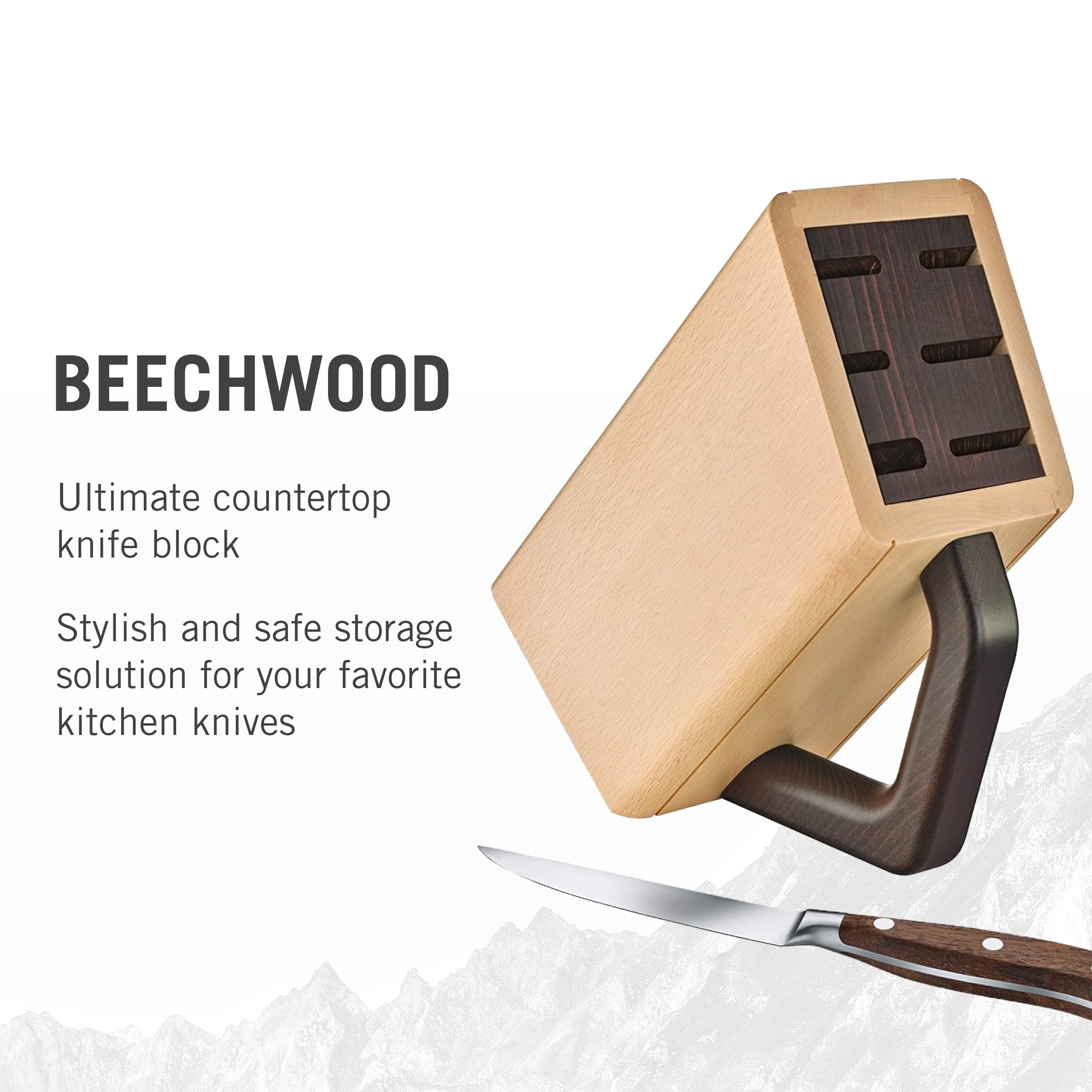 Victorinox 7.7040.0 Grand Maître Elegant Beechwood Knife Block - Premium Wooden Knife Storage Organizer for Chef & Kitchen - Secure Storage & Easy Access for 8.9