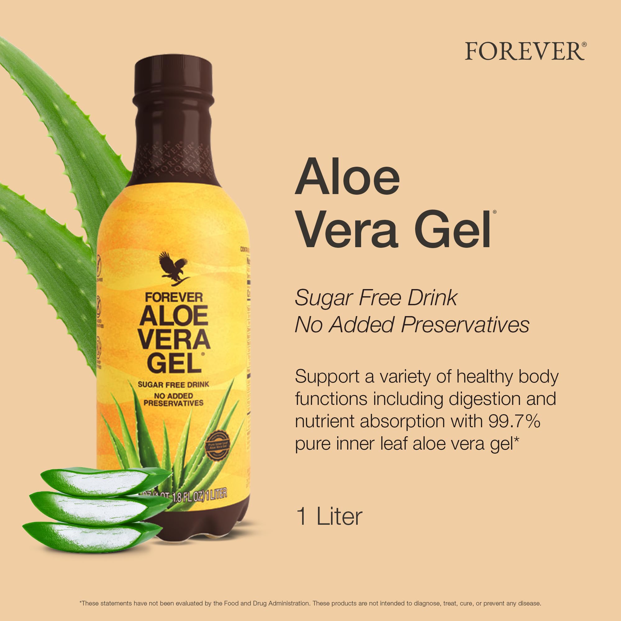 Forever Living Aloe Vera Gel - 99.7% Pure Inner Leaf Juice, Preservative-Free, 33.8 fl oz | Hydrating Skin Care, Sunburn Relief & Hair Treatment for Men & Women