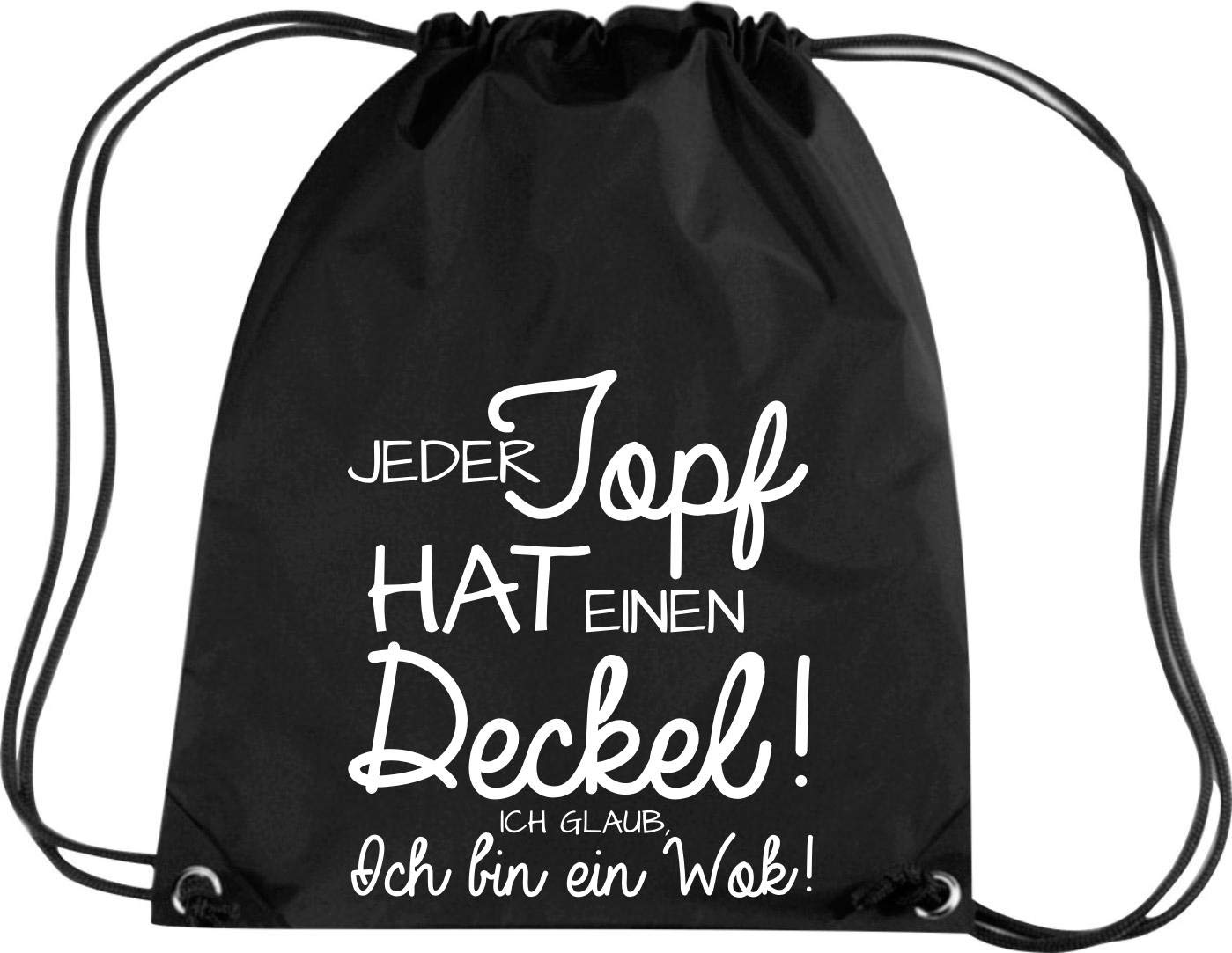 Shirtstown Gym Bag with Lid - Black Sports Duffel Bag for Workout & Travel - Funny Quote 'Ich Glaub ich Bin EIN Wok!' Design - Perfect for Gym, Sports & Weekend Getaways