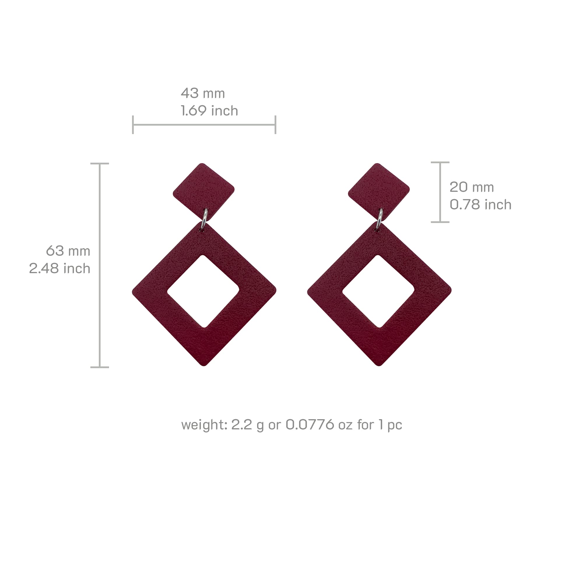 Handmade Lightweight Polymer Clay Red Dangle Earrings - Set of 2 Ruby & Wine Red Jewelry | Unique Gift for Women, Teens & Kids | Perfect for Parties, Weddings & Everyday Wear